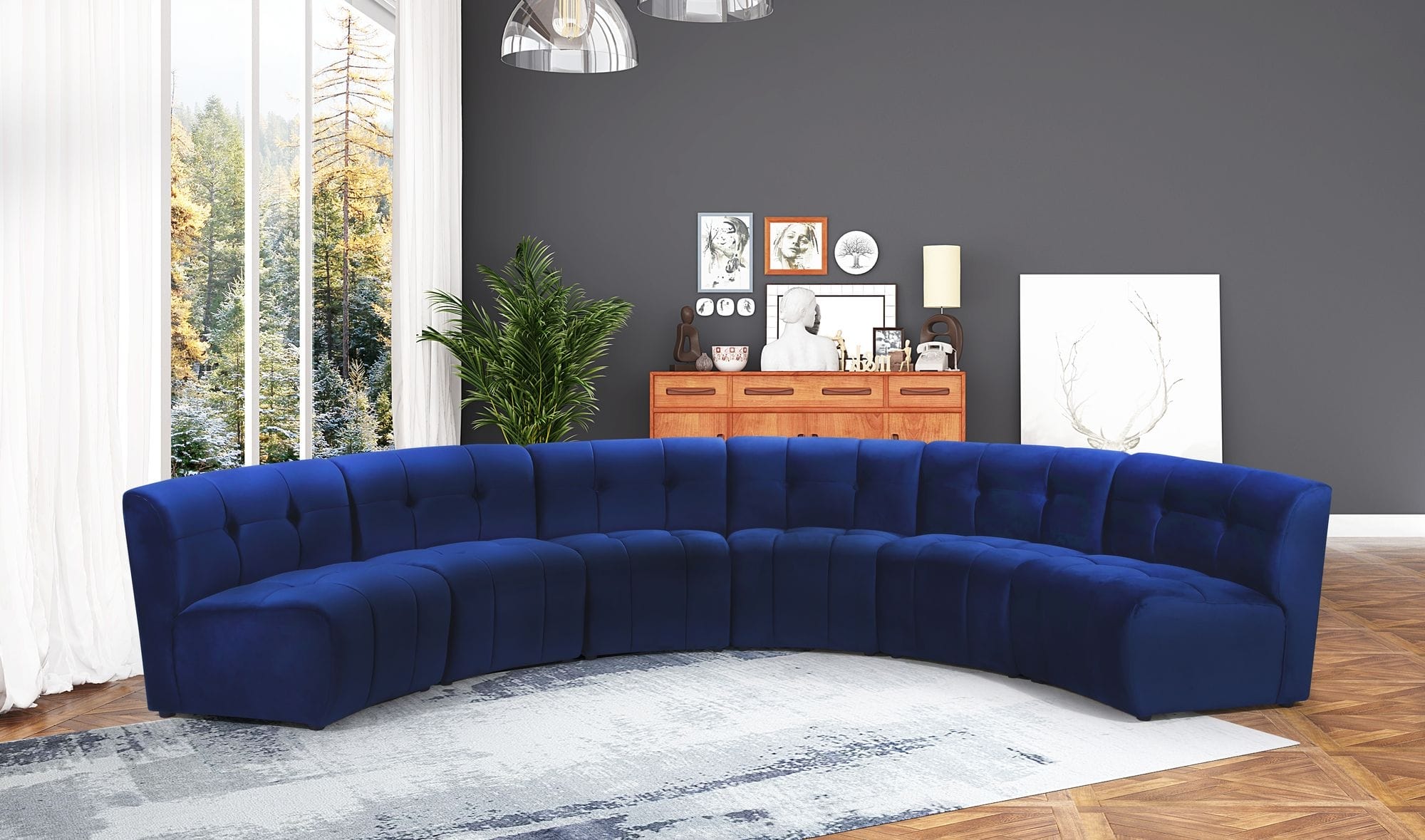 Limitless 161" 6-Piece Modular Velvet Sectional