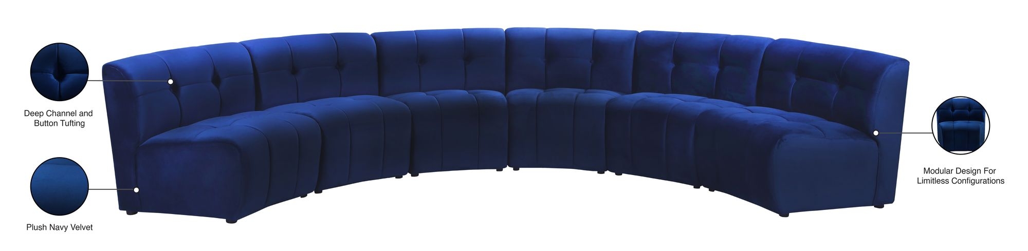 Limitless 161" 6-Piece Modular Velvet Sectional
