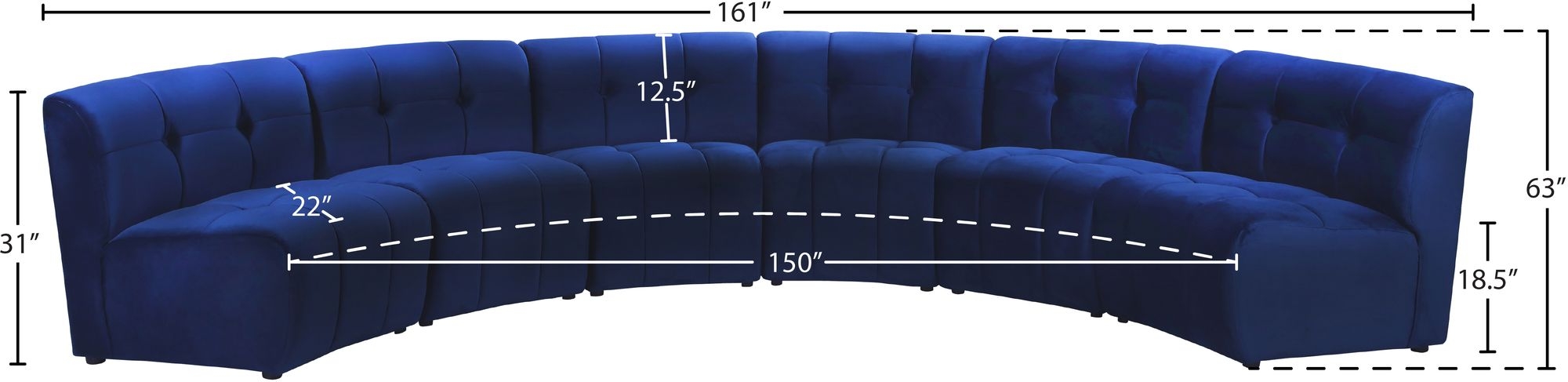 Limitless 161" 6-Piece Modular Velvet Sectional