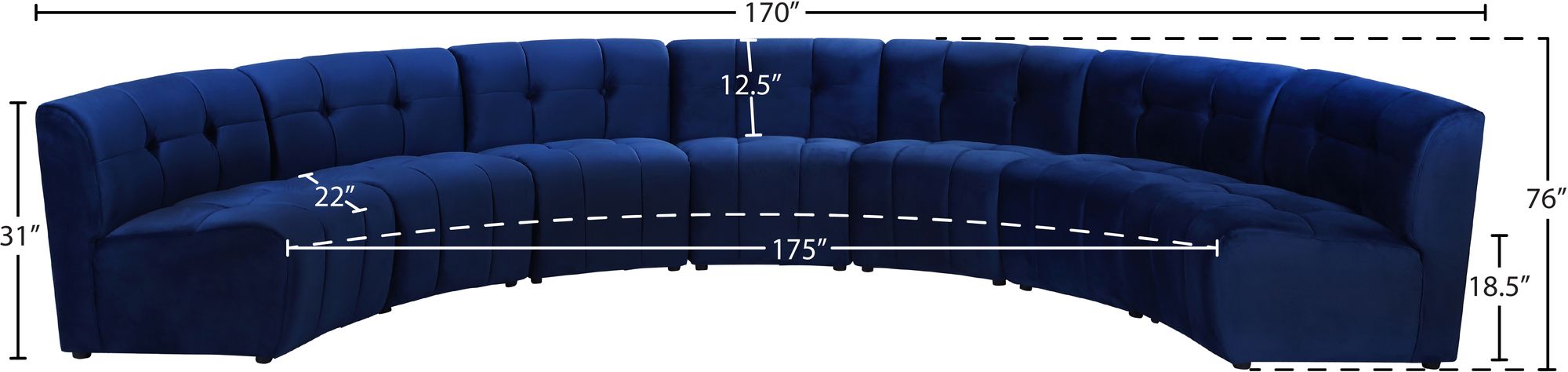 Limitless 170" 7-Piece Modular Velvet Sectional