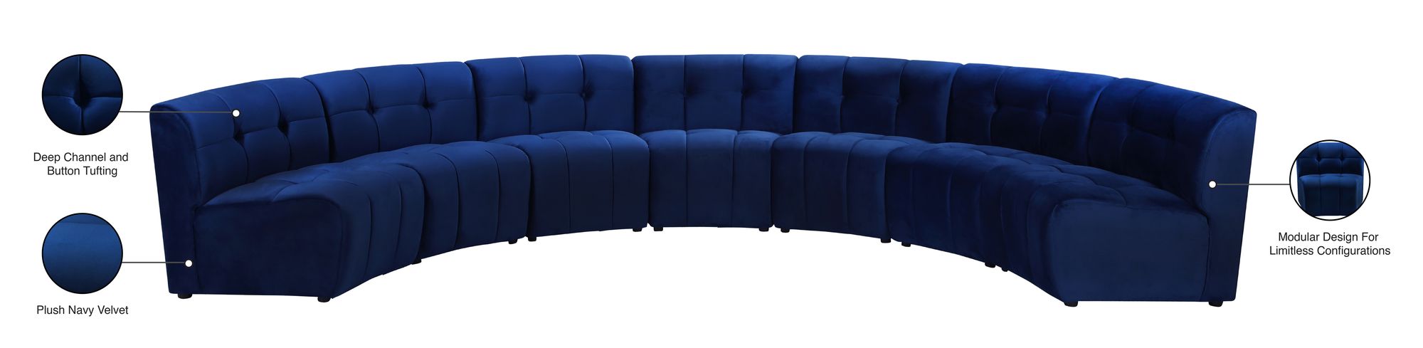 Limitless 170" 7-Piece Modular Velvet Sectional