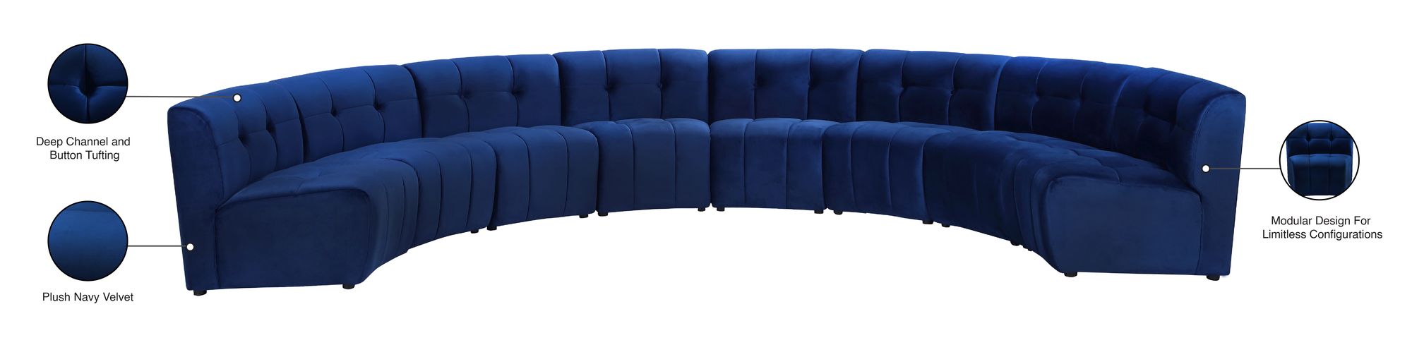 Limitless 173" 8-Piece Modular Velvet Sectional