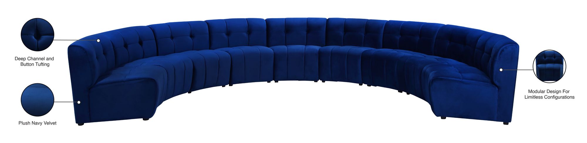 Limitless 173" 9-Piece Modular Velvet Sectional