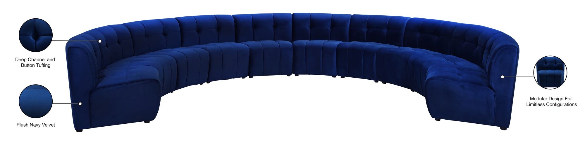 Limitless 173" 10-Piece Modular Velvet Sectional