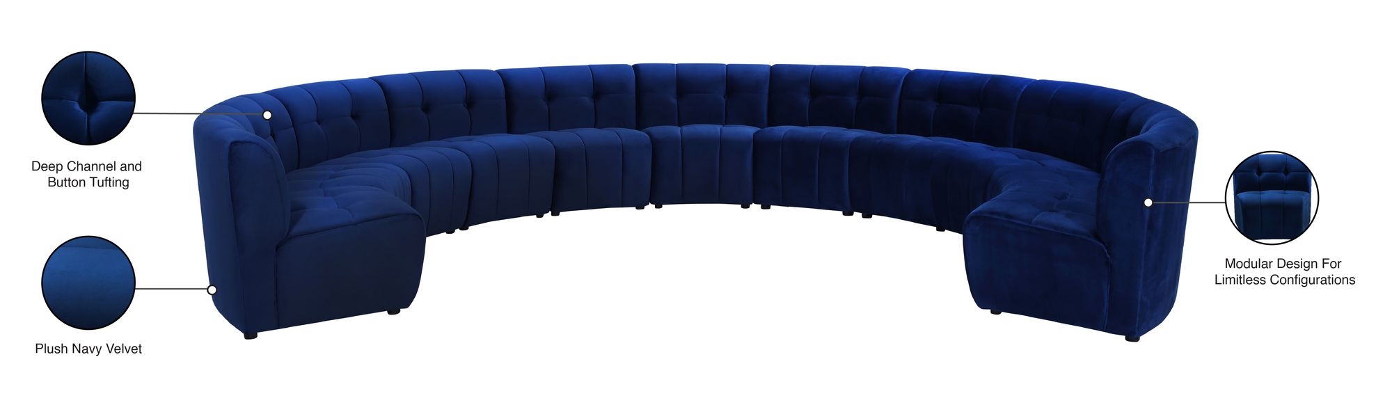 Limitless 173" 11-Piece Modular Velvet Sectional