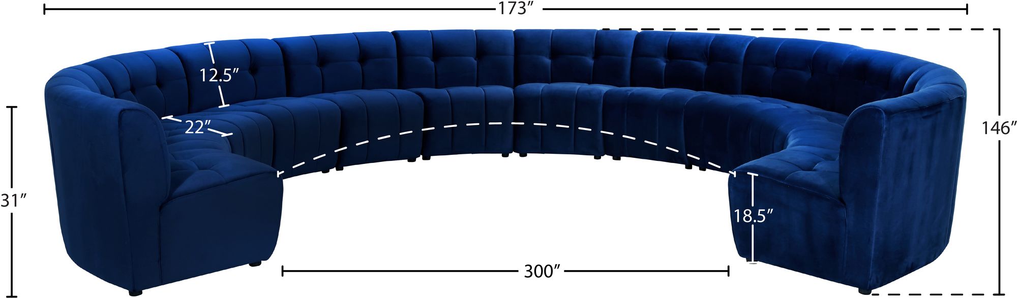 Limitless 173" 12-Piece Modular Velvet Sectional