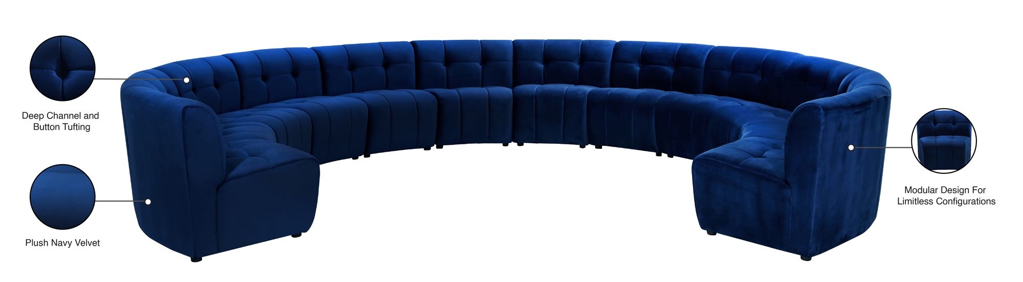 Limitless 173" 12-Piece Modular Velvet Sectional