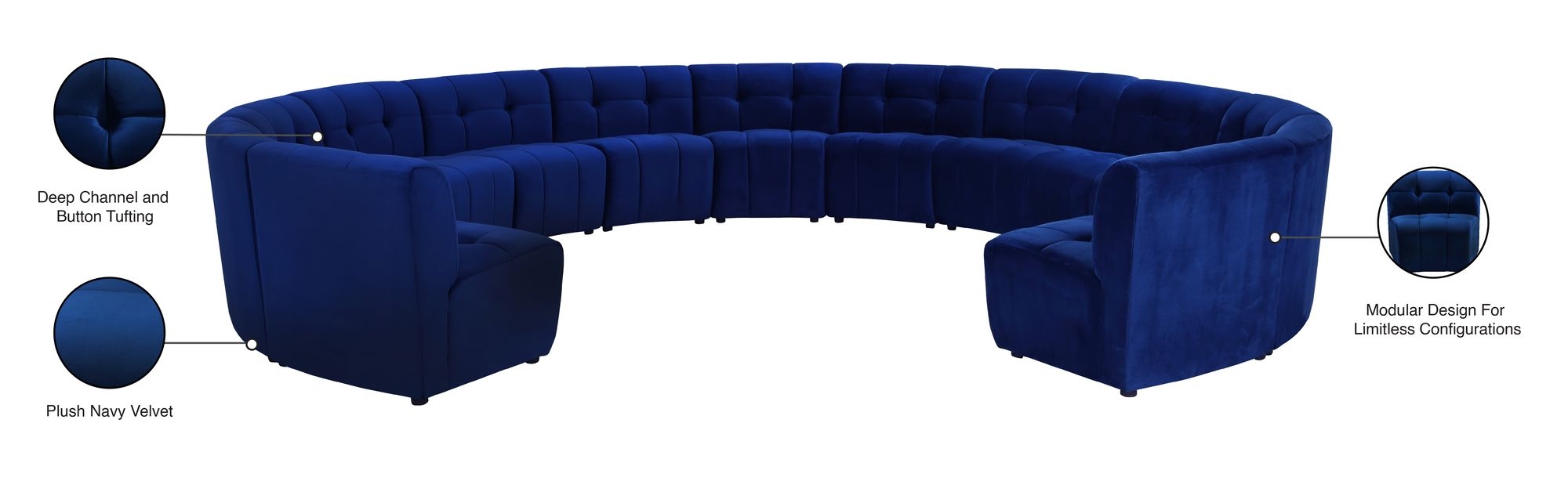 Limitless 173" 13-Piece Modular Velvet Sectional