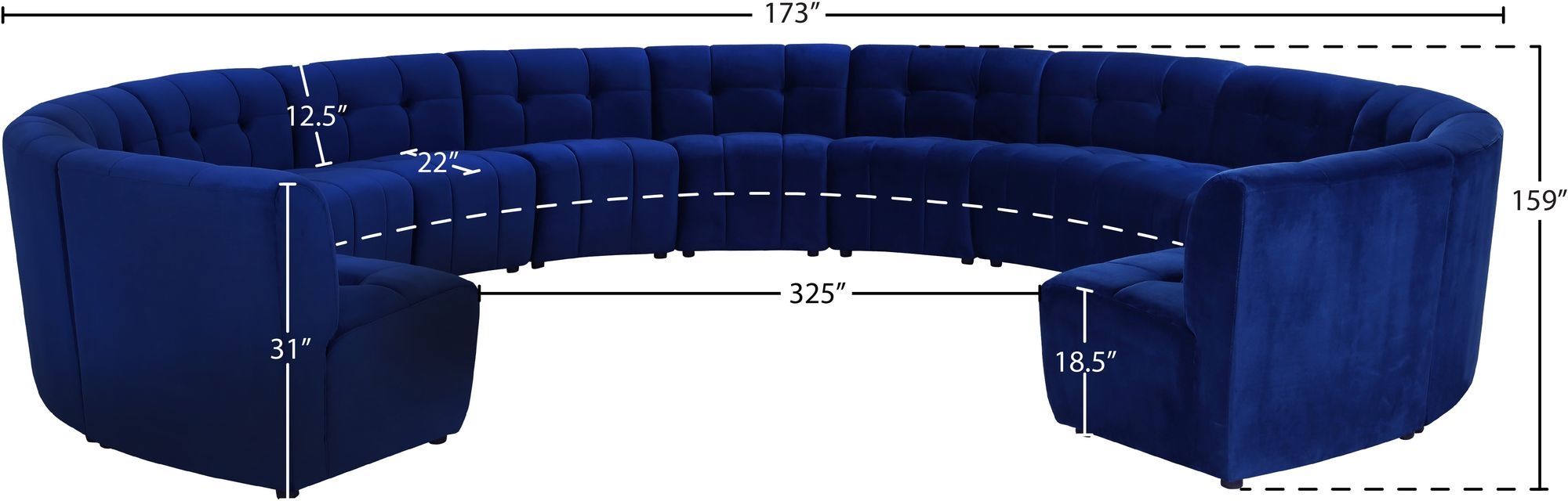Limitless 173" 13-Piece Modular Velvet Sectional