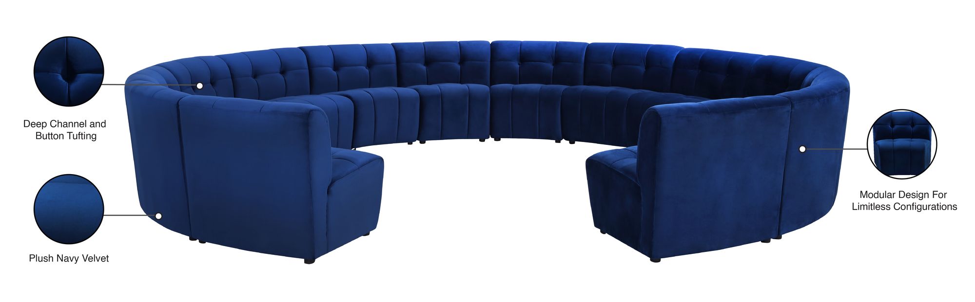 Limitless 173" 14-Piece Modular Velvet Sectional