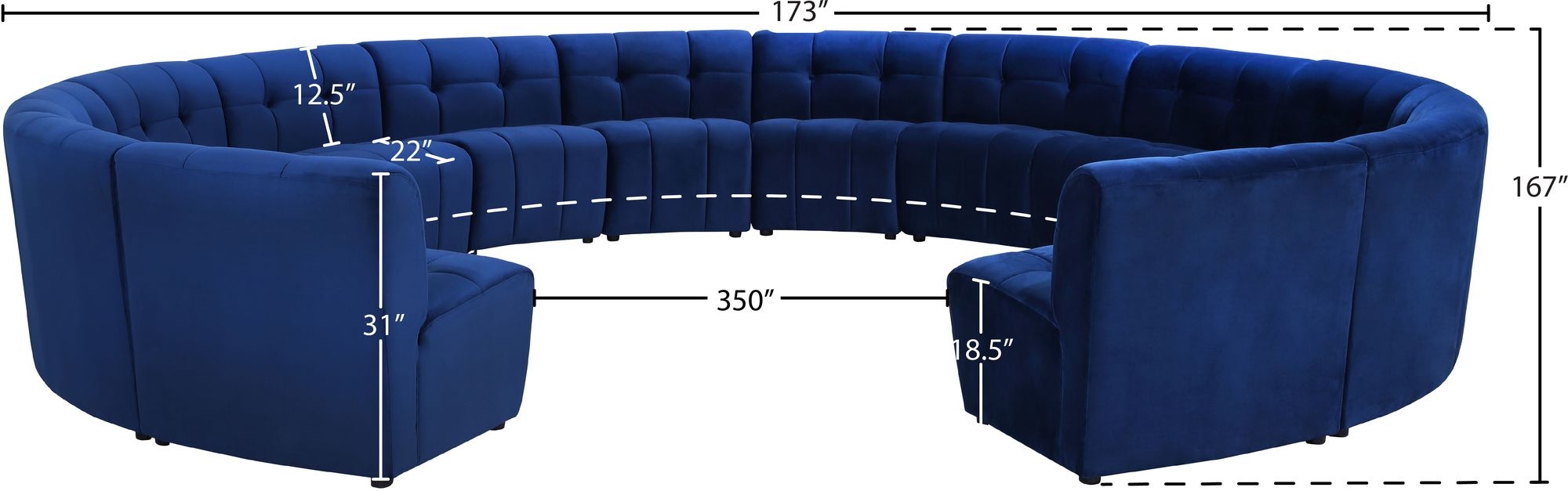 Limitless 173" 14-Piece Modular Velvet Sectional