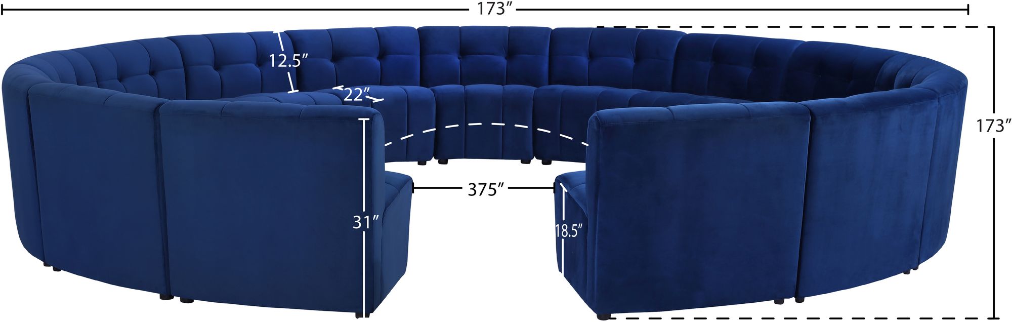 Limitless 173" 15-Piece Modular Velvet Sectional