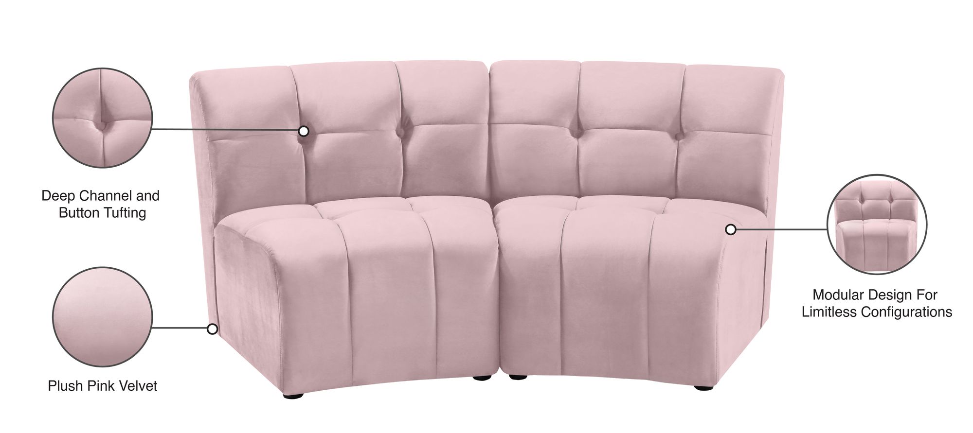 Limitless Modular Velvet Loveseat