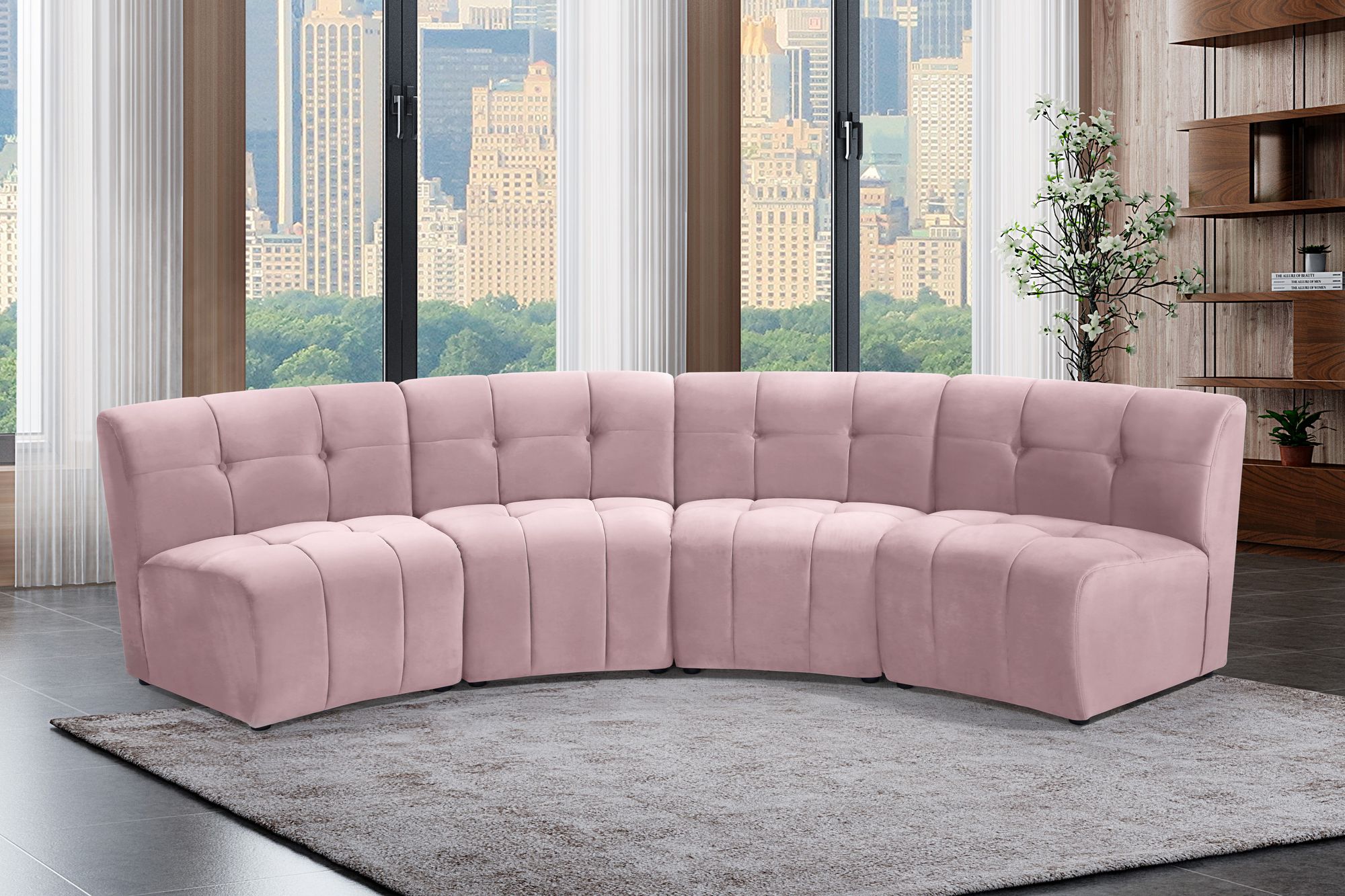 Limitless 123" 4-Piece Modular Velvet Sectional