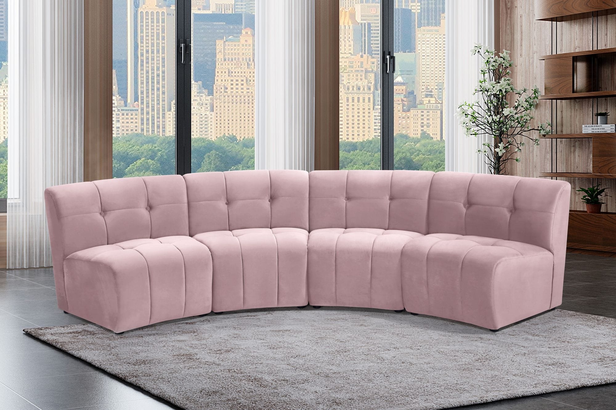 Limitless 123" 4-Piece Modular Velvet Sectional