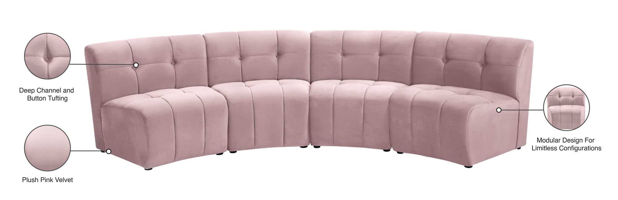 Limitless 145" 5-Piece Modular Velvet Sectional