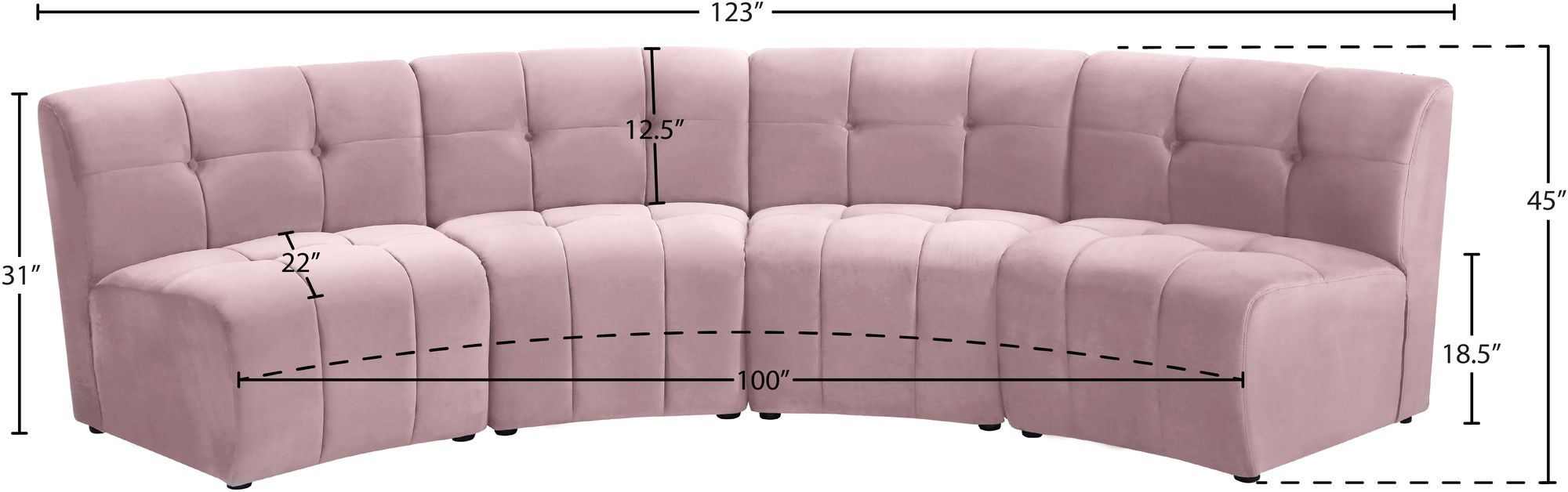 Limitless 145" 5-Piece Modular Velvet Sectional