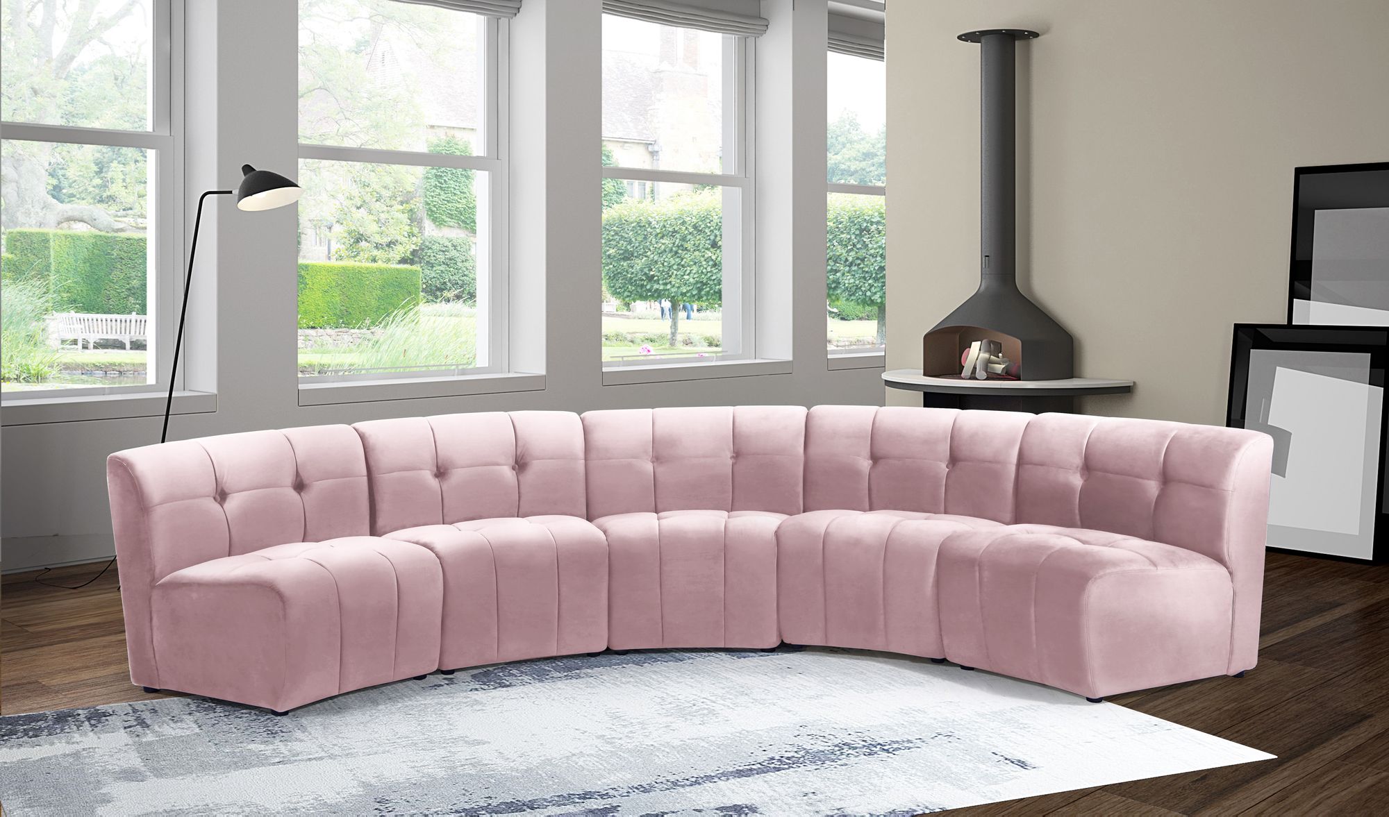 Limitless 145" 5-Piece Modular Velvet Sectional