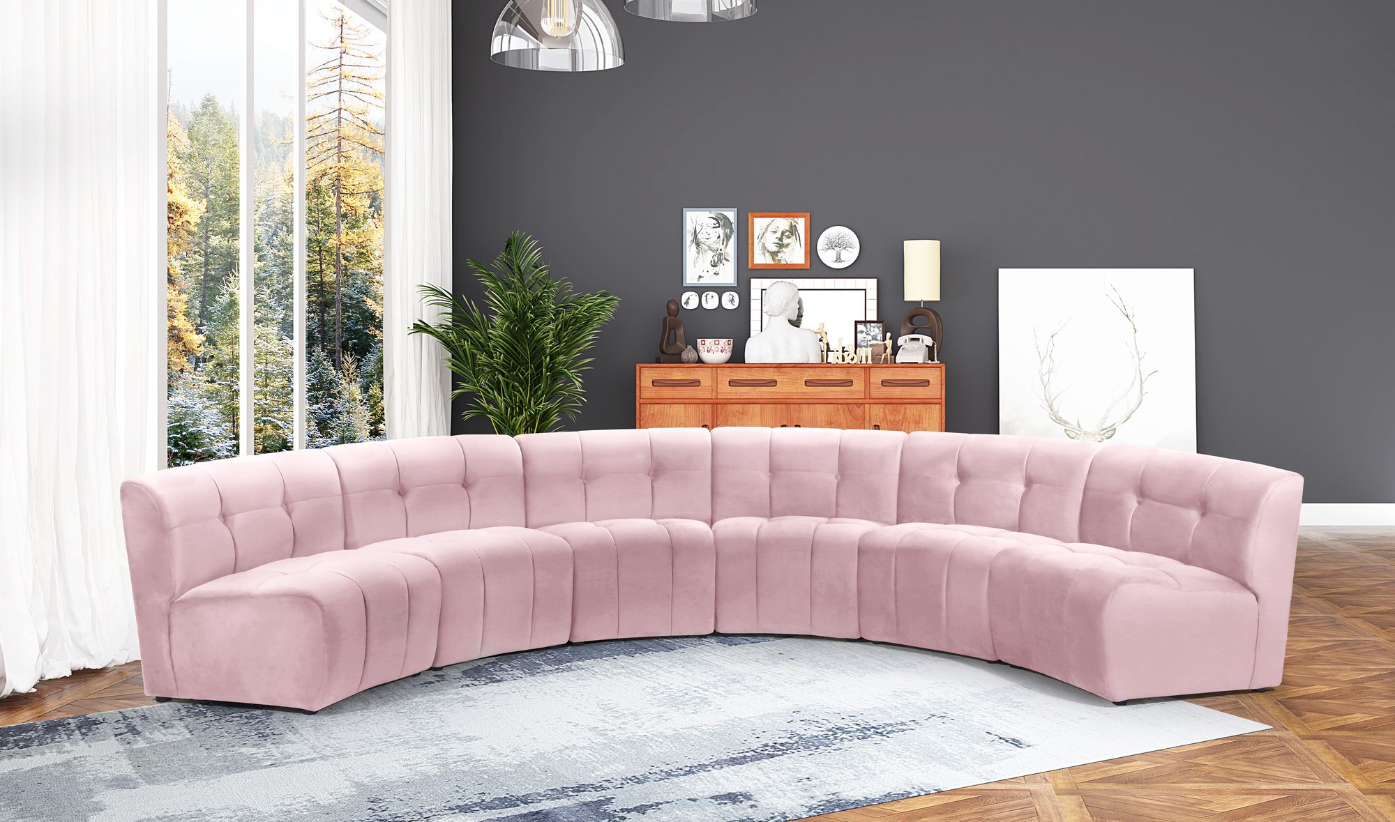 Limitless 161" 6-Piece Modular Velvet Sectional