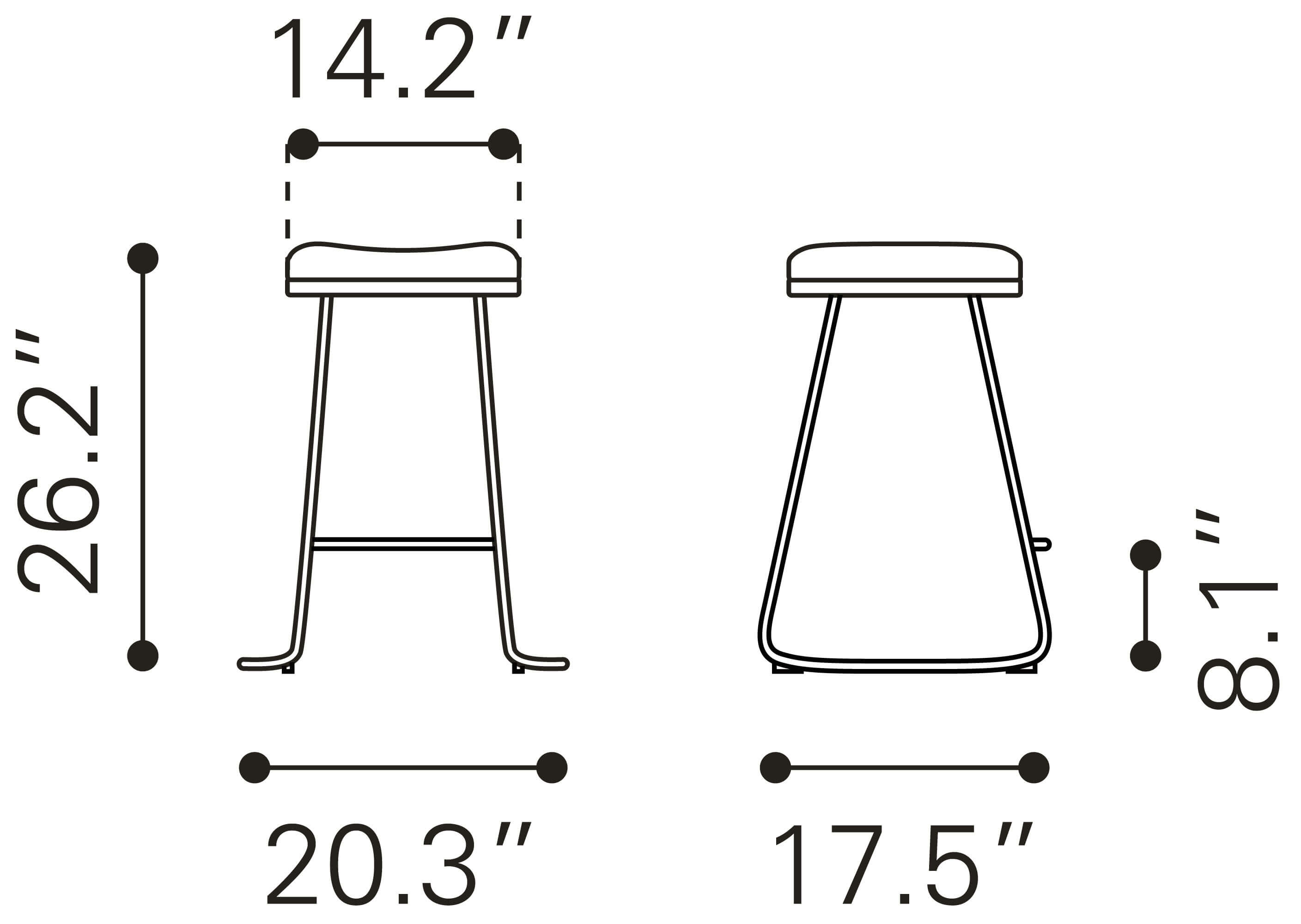 Bree Counter Stool, Burgundy by Zuo Modern