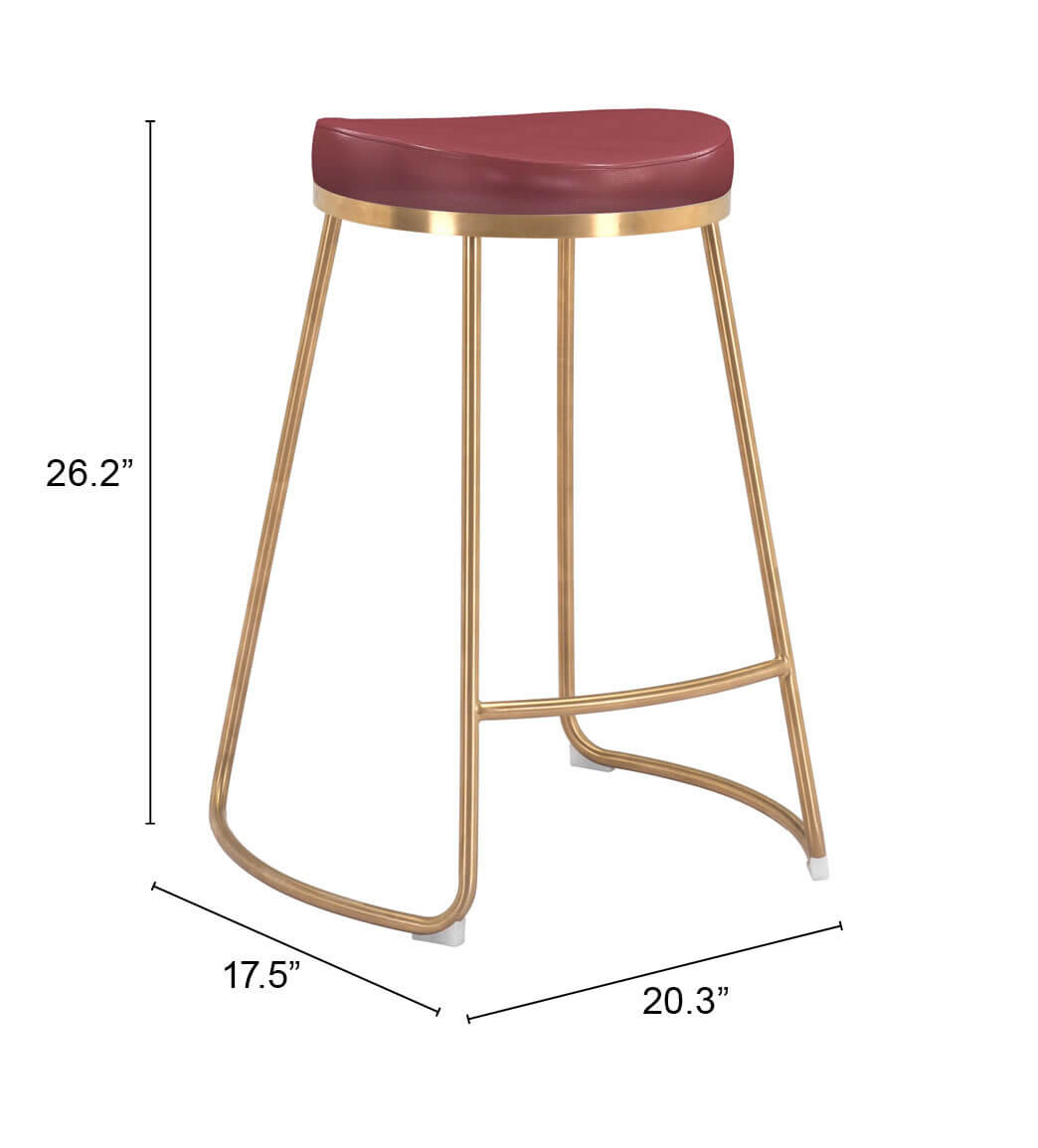 Bree Counter Stool, Burgundy by Zuo Modern