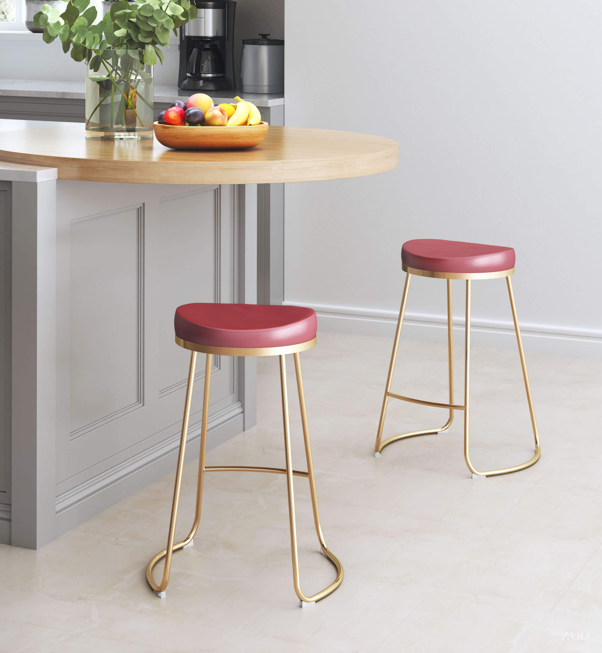 Bree Counter Stool, Burgundy by Zuo Modern