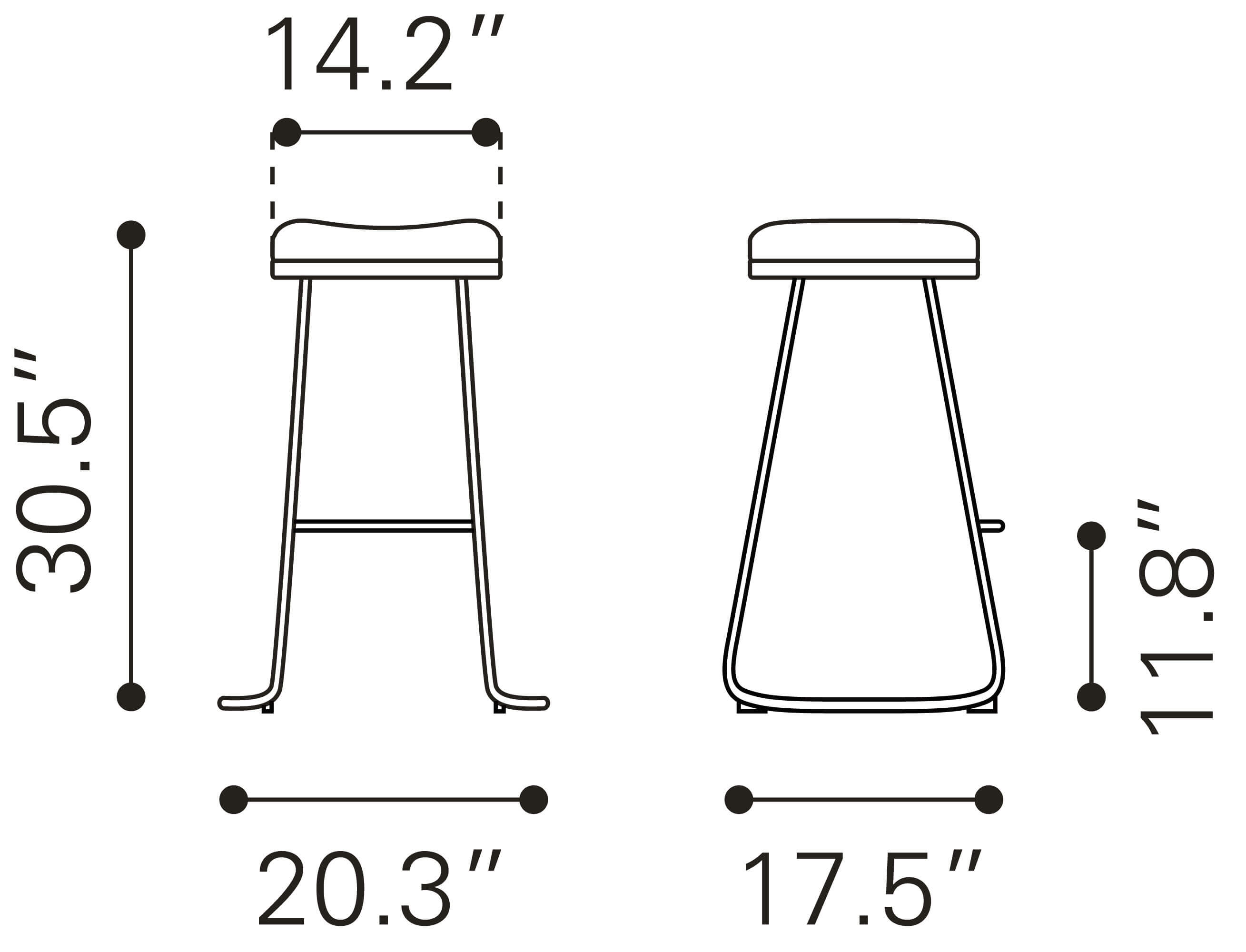 Bree Barstool, Burgundy by Zuo Modern