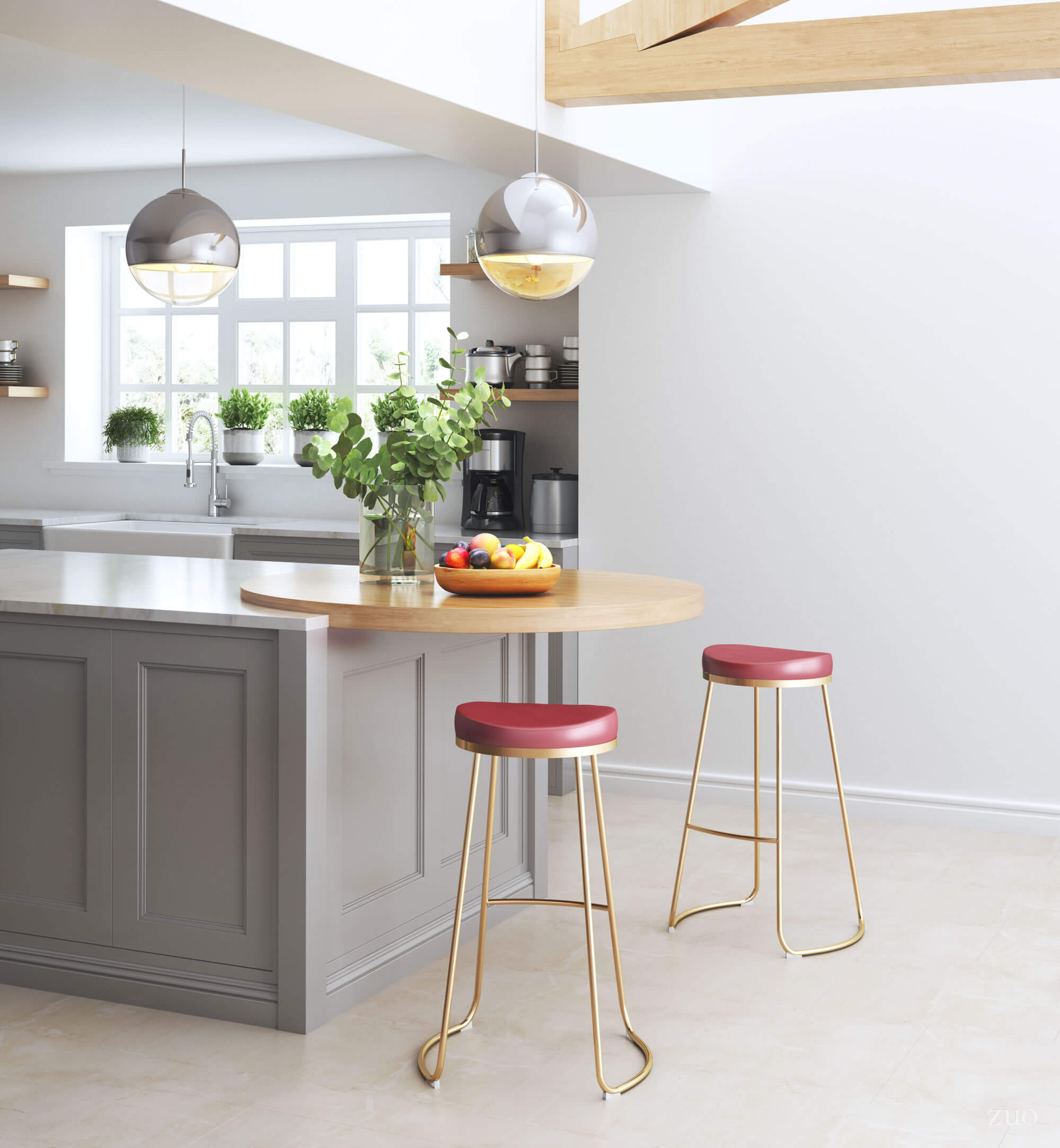 Bree Barstool, Burgundy by Zuo Modern