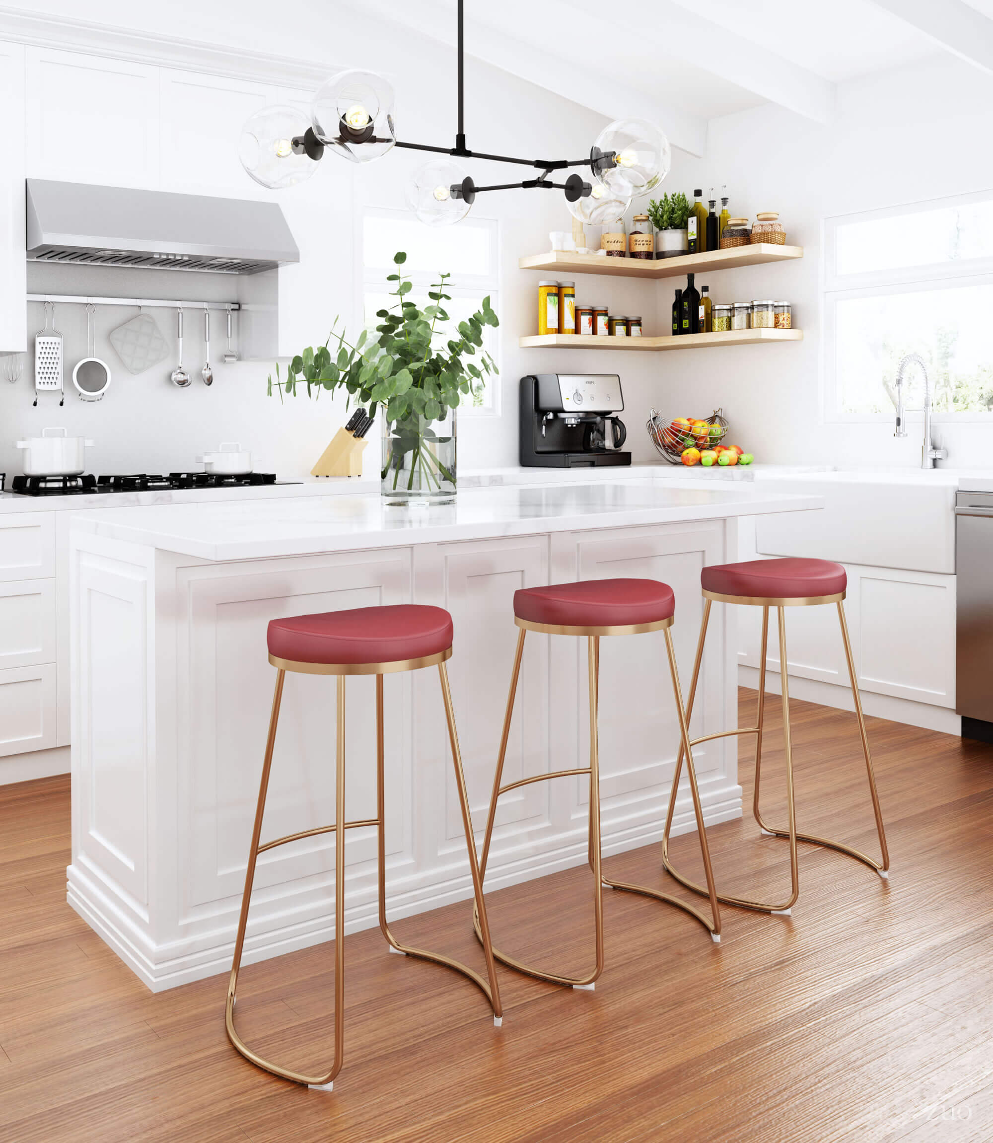 Bree Barstool, Burgundy by Zuo Modern