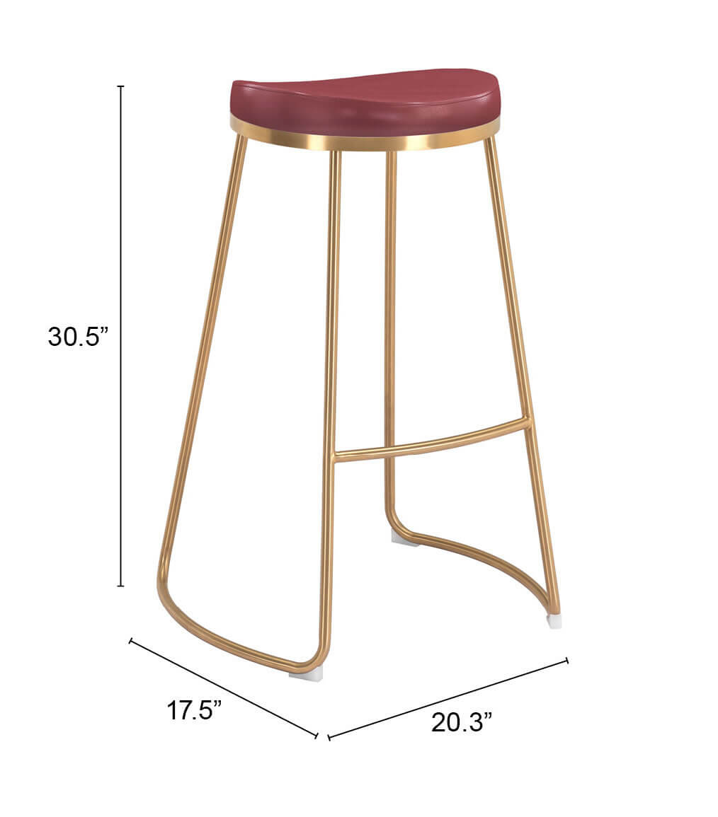Bree Barstool, Burgundy by Zuo Modern