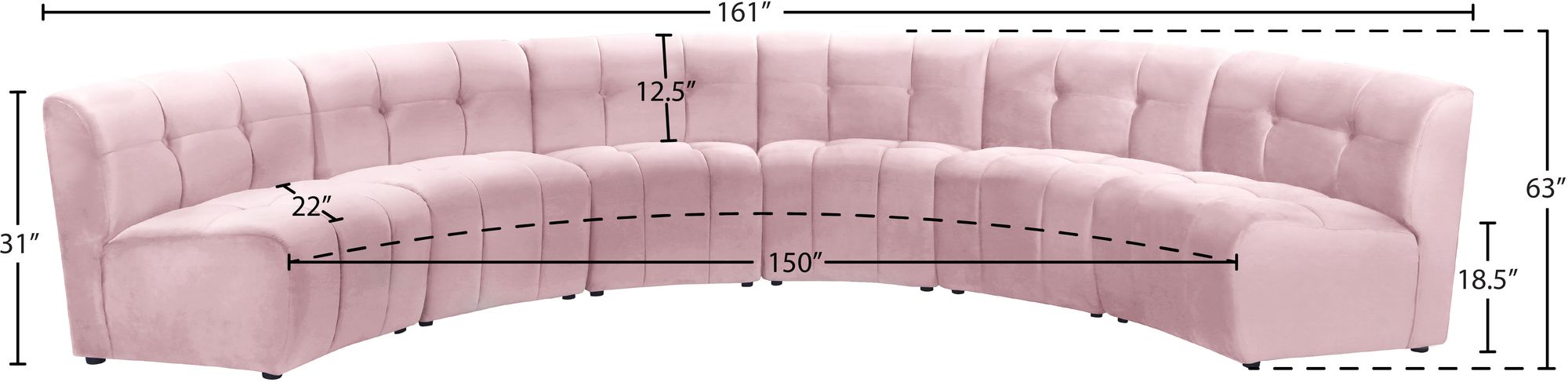 Limitless 161" 6-Piece Modular Velvet Sectional