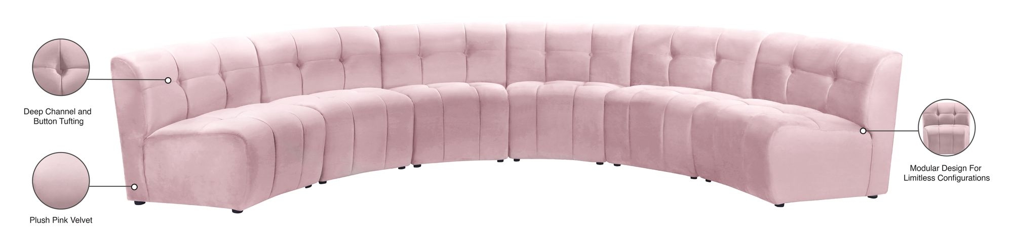 Limitless 161" 6-Piece Modular Velvet Sectional