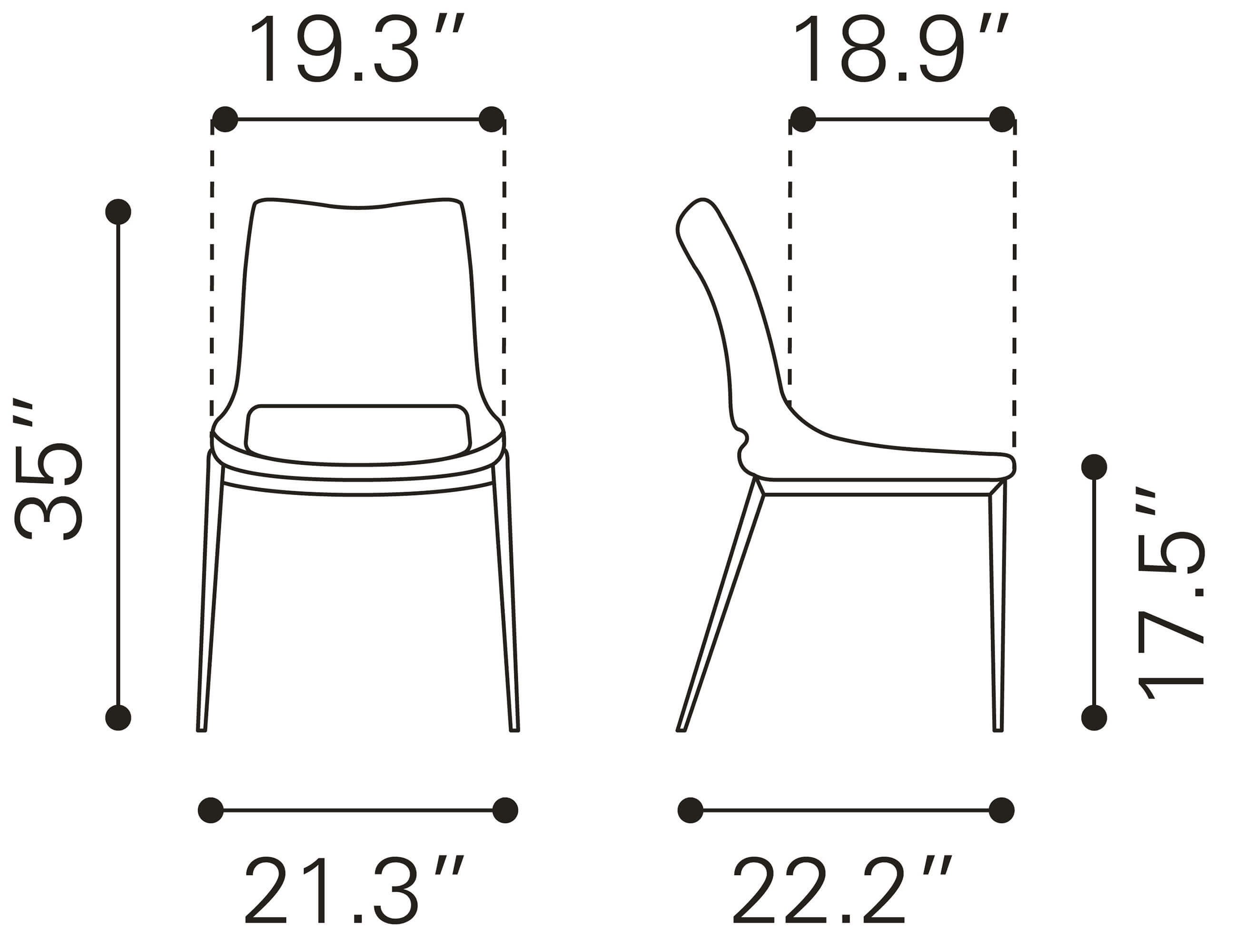 Ace Dining Chair, Gray & Walnut by Zuo Modern