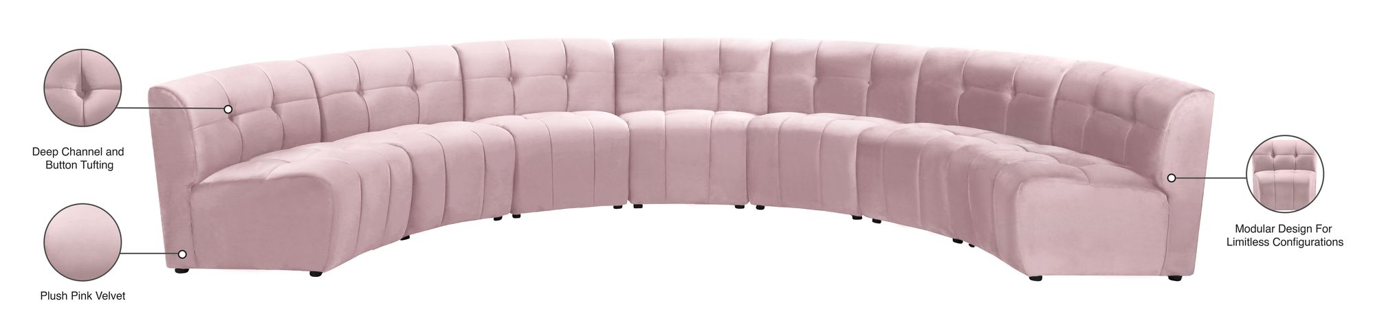 Limitless 170" 7-Piece Modular Velvet Sectional