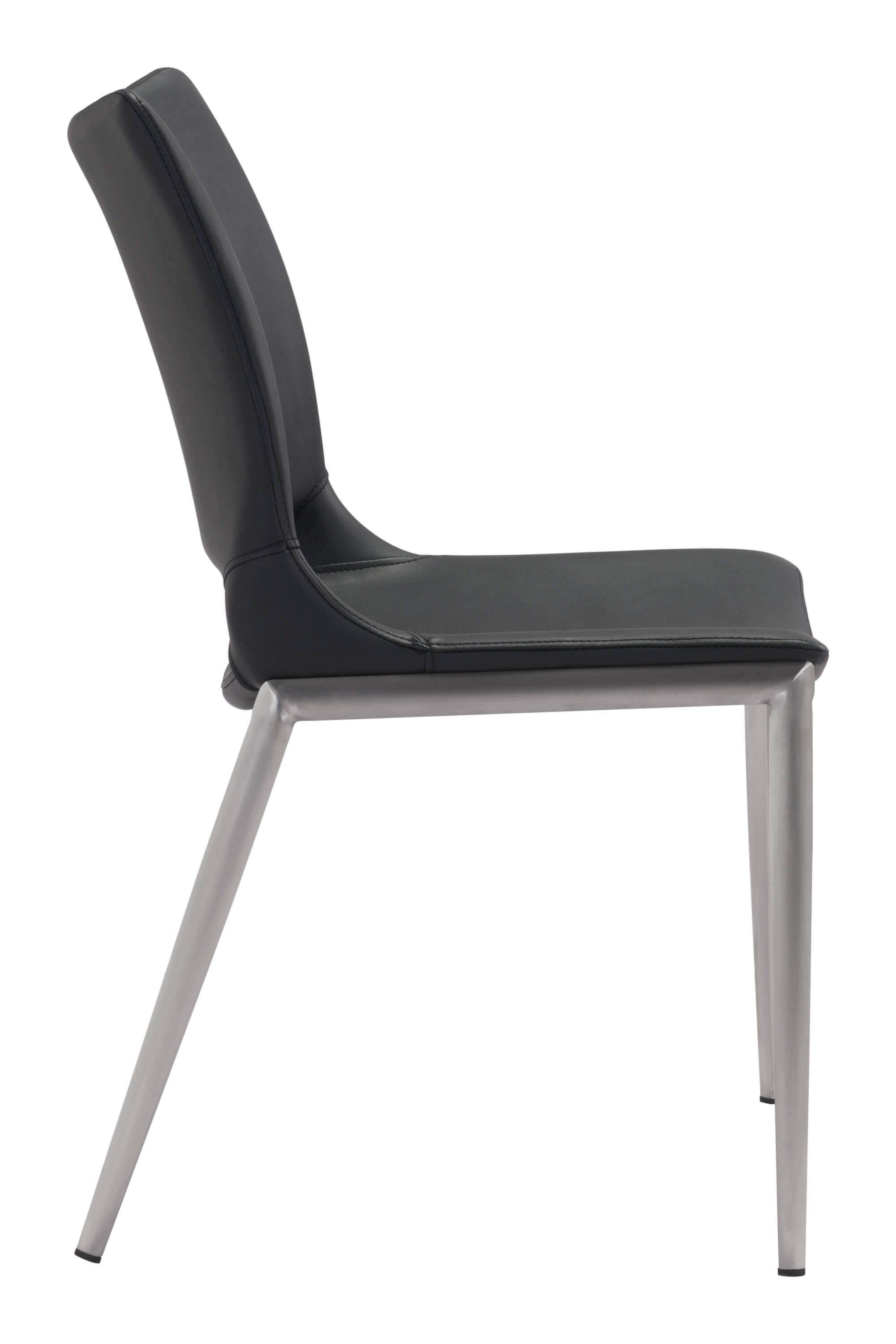Ace Dining Chair, Black & Brushed Stainless Steel by Zuo Modern