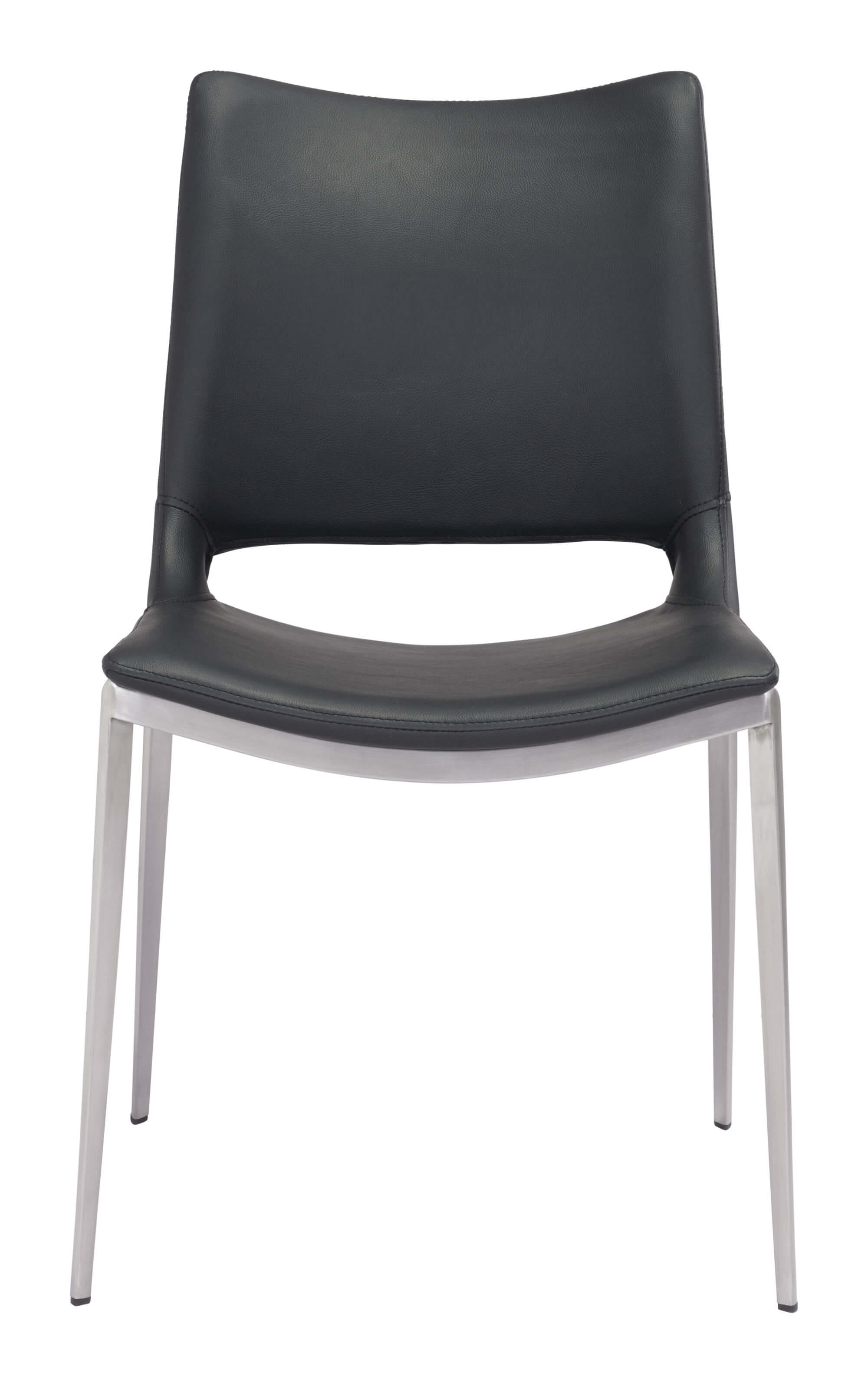 Ace Dining Chair, Black & Brushed Stainless Steel by Zuo Modern