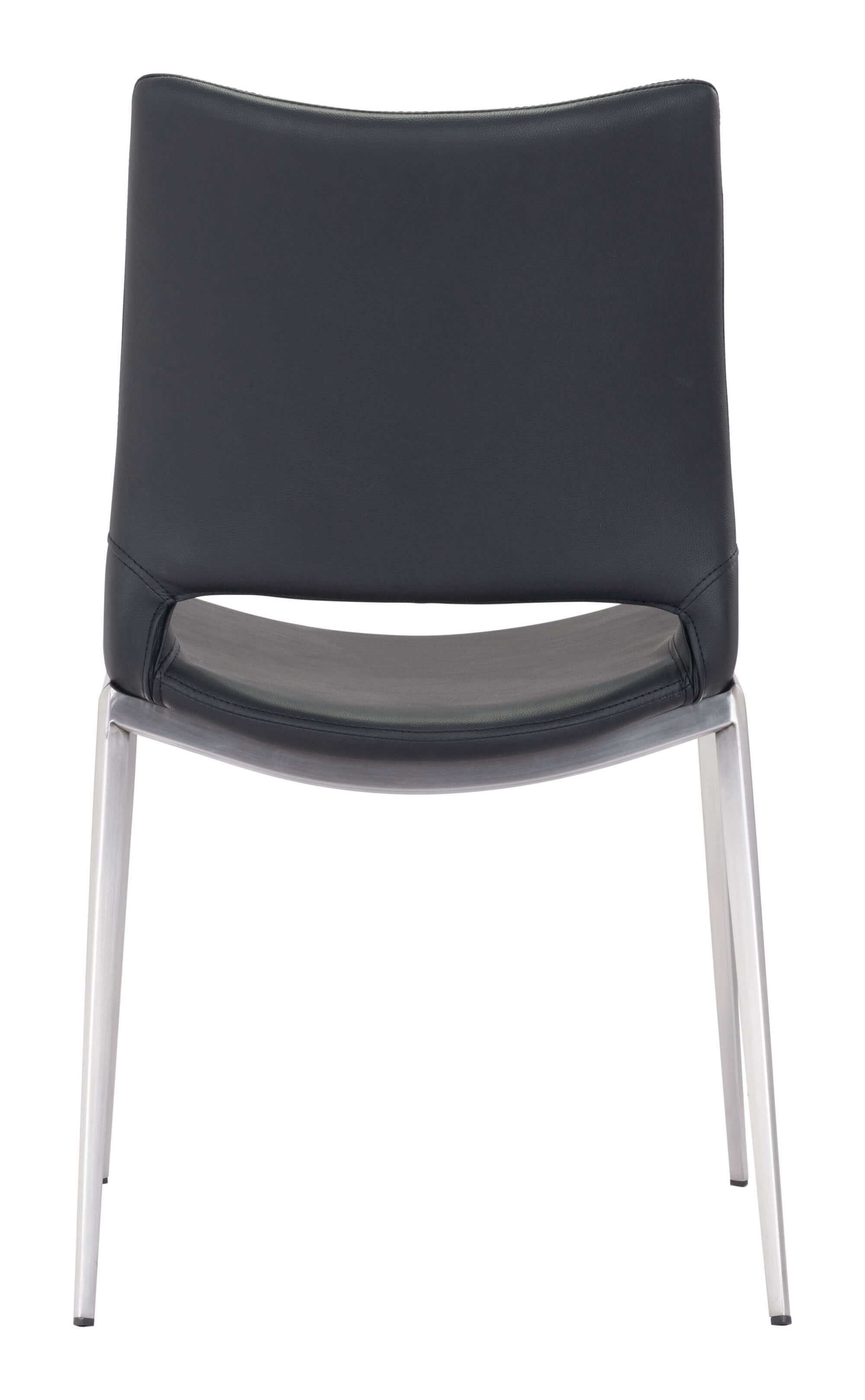 Ace Dining Chair, Black & Brushed Stainless Steel by Zuo Modern