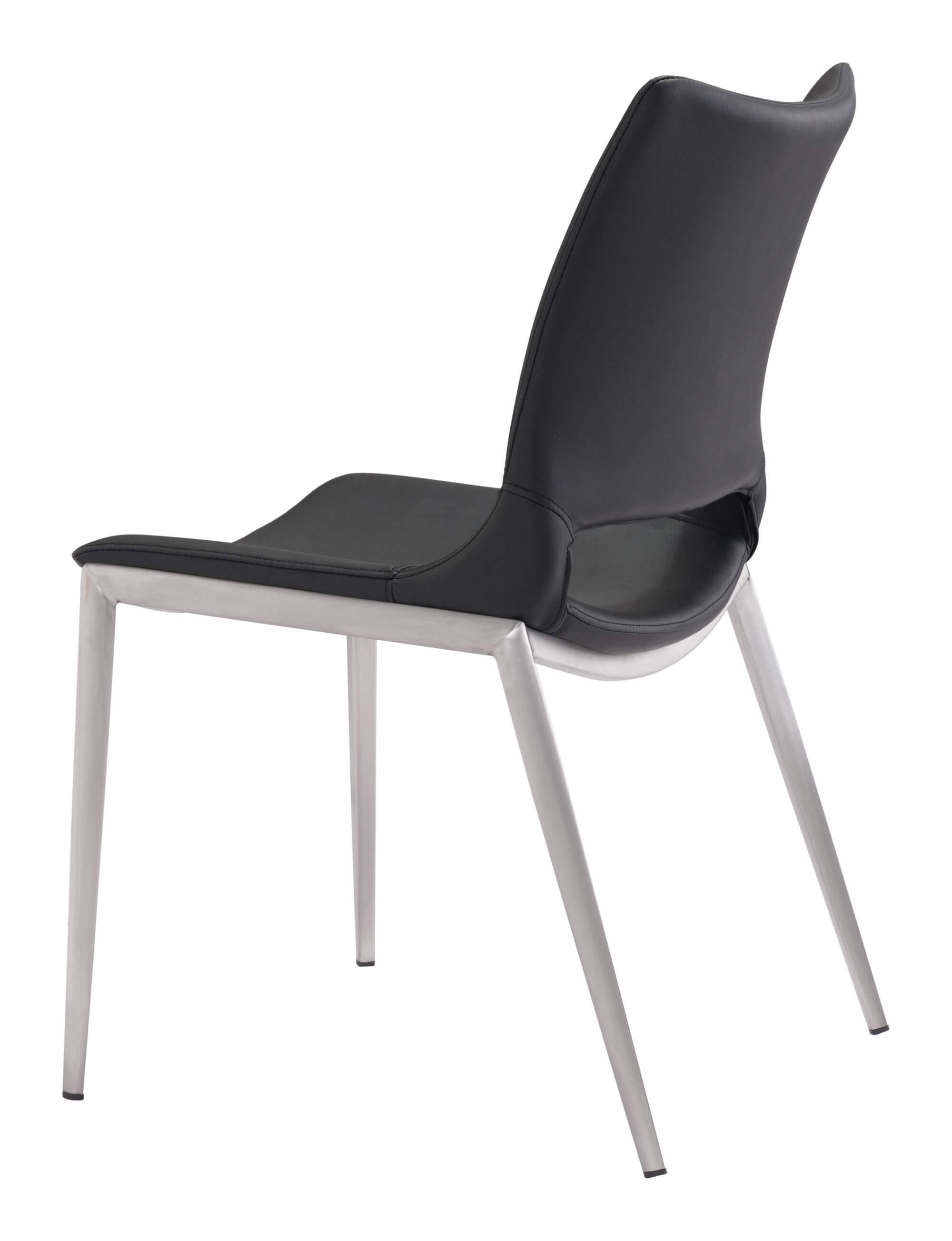 Ace Dining Chair, Black & Brushed Stainless Steel by Zuo Modern