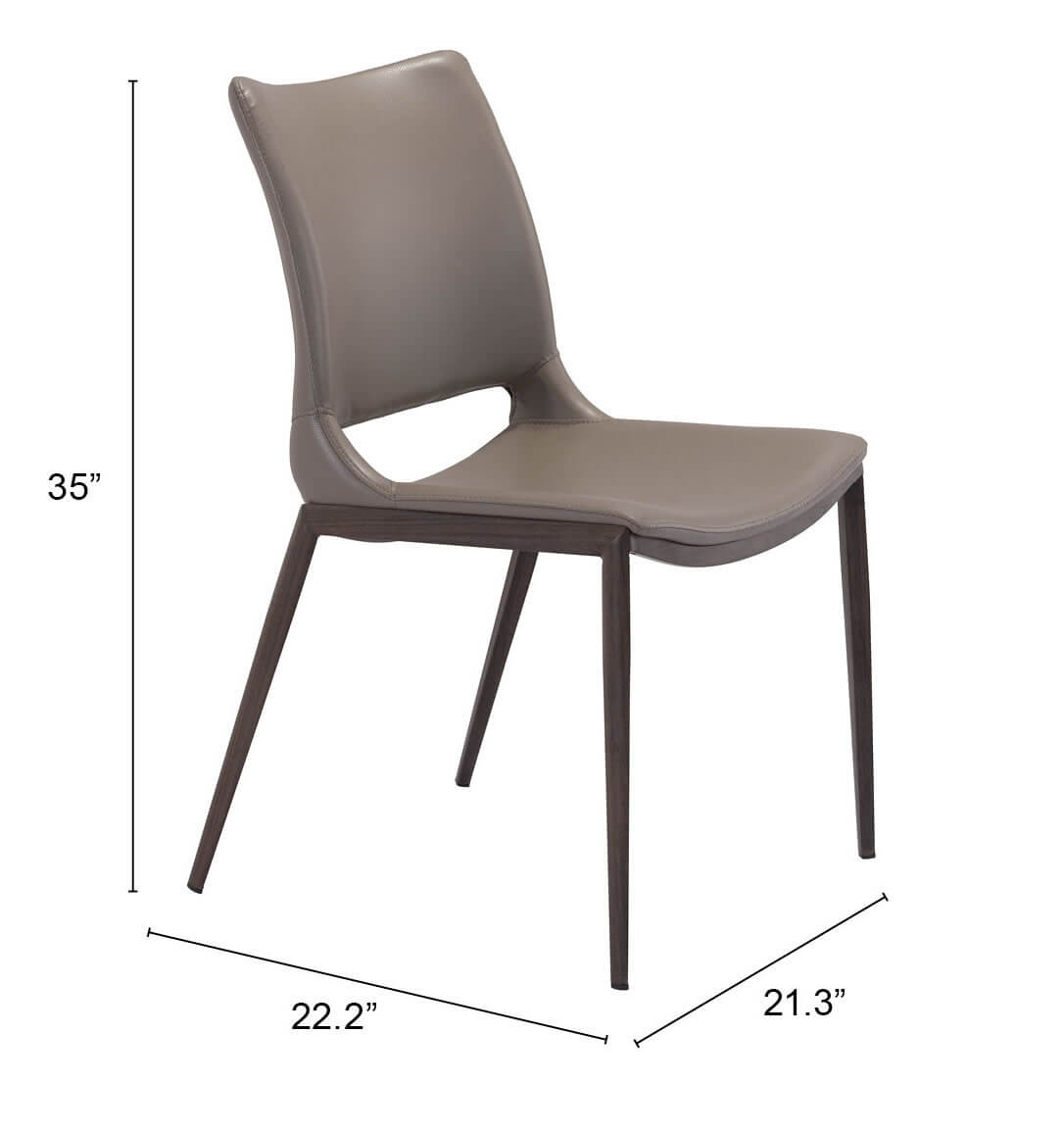 Ace Dining Chair, Gray & Walnut by Zuo Modern