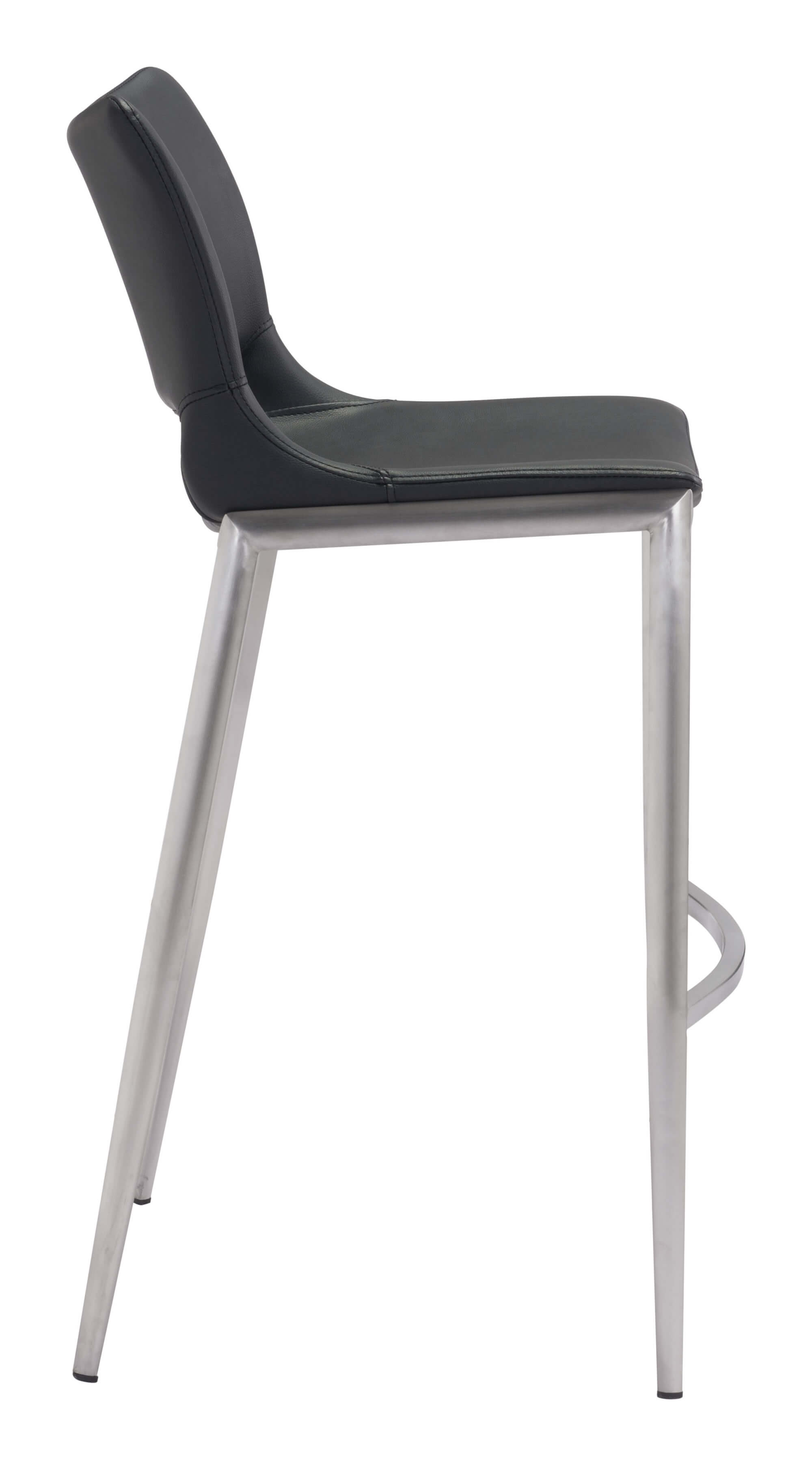 Ace Bar Chair, Black & Brushed Stainless Steel by Zuo Modern
