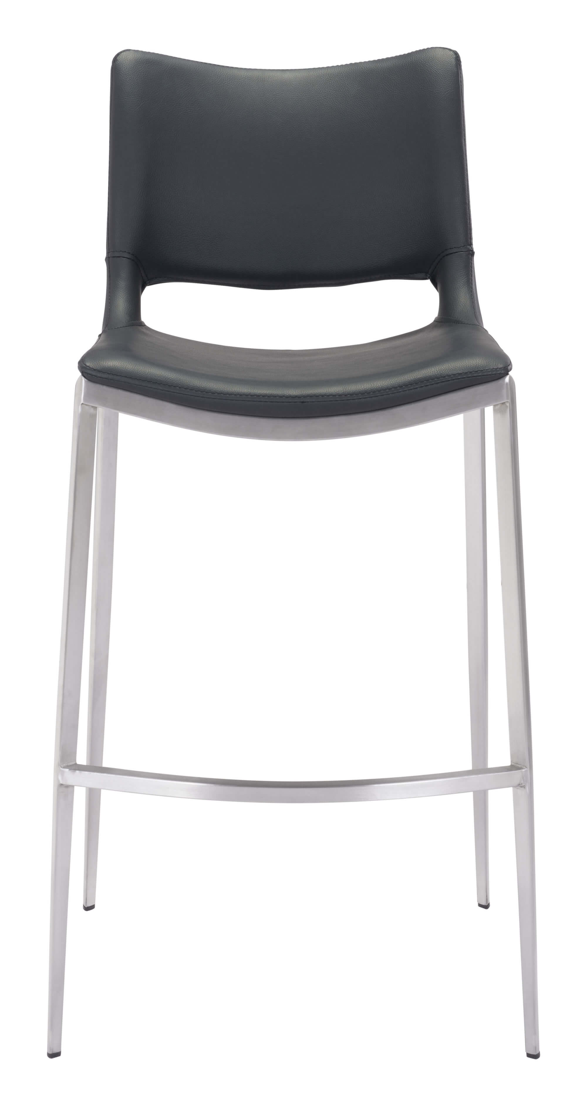 Ace Bar Chair, Black & Brushed Stainless Steel by Zuo Modern