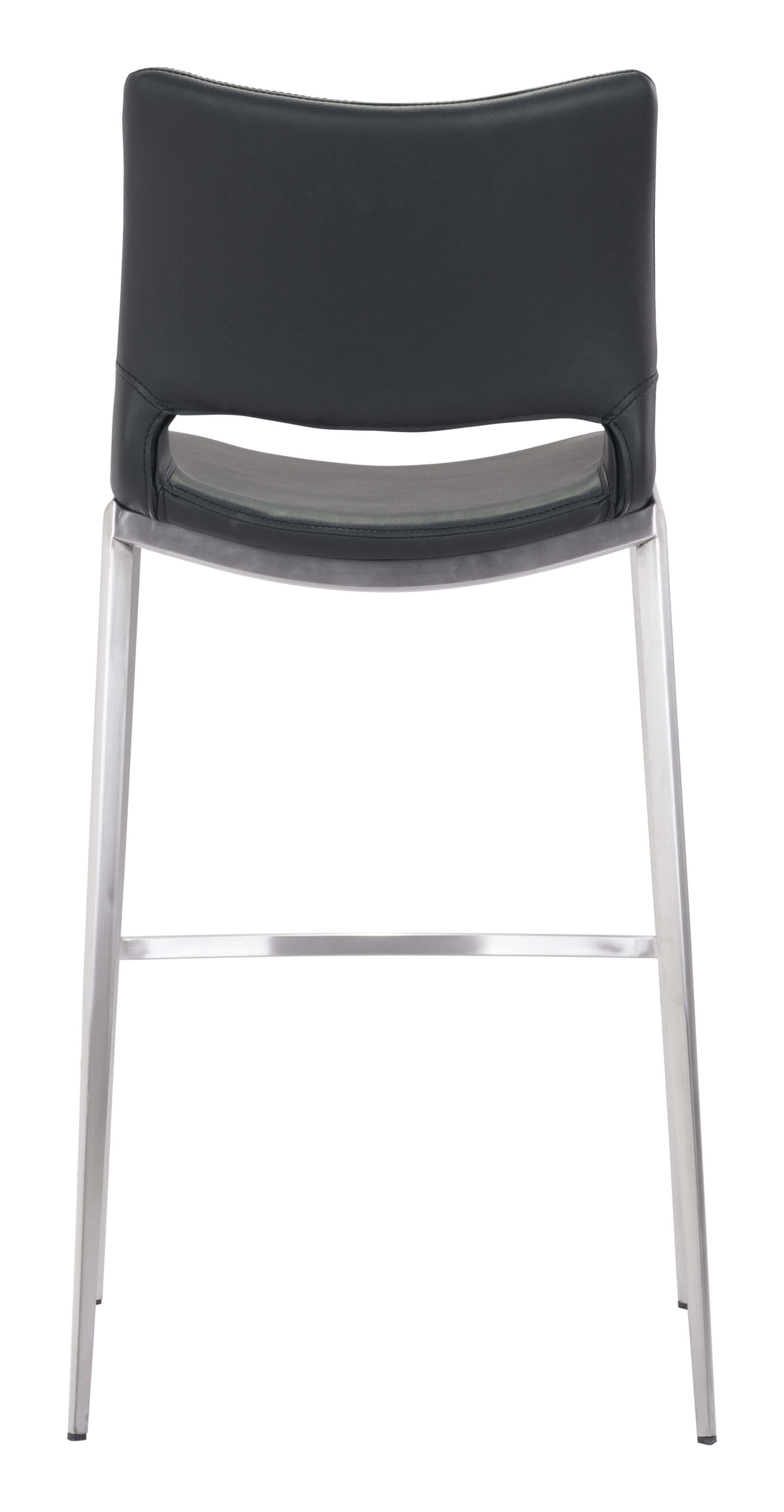 Ace Bar Chair, Black & Brushed Stainless Steel by Zuo Modern