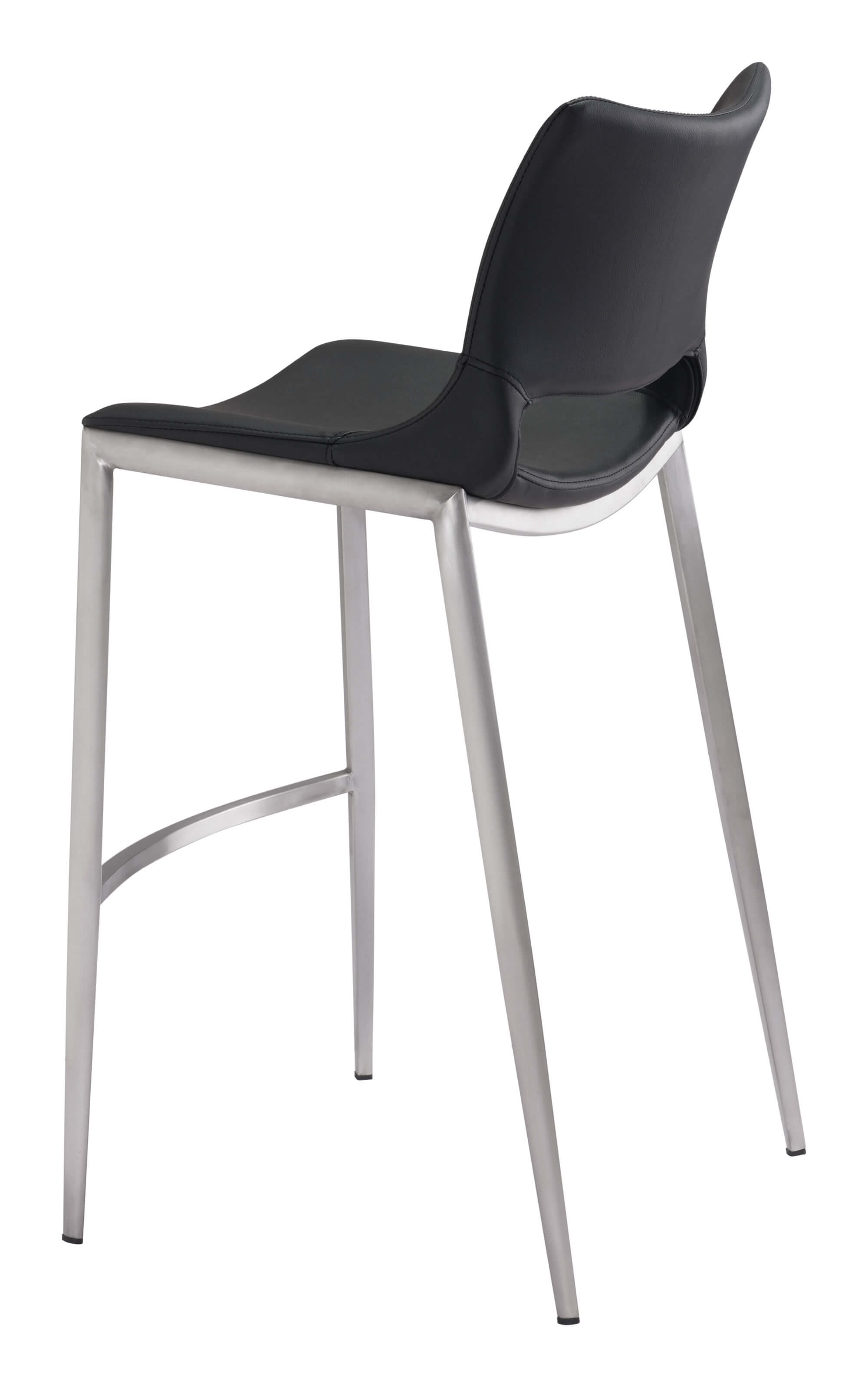 Ace Bar Chair, Black & Brushed Stainless Steel by Zuo Modern
