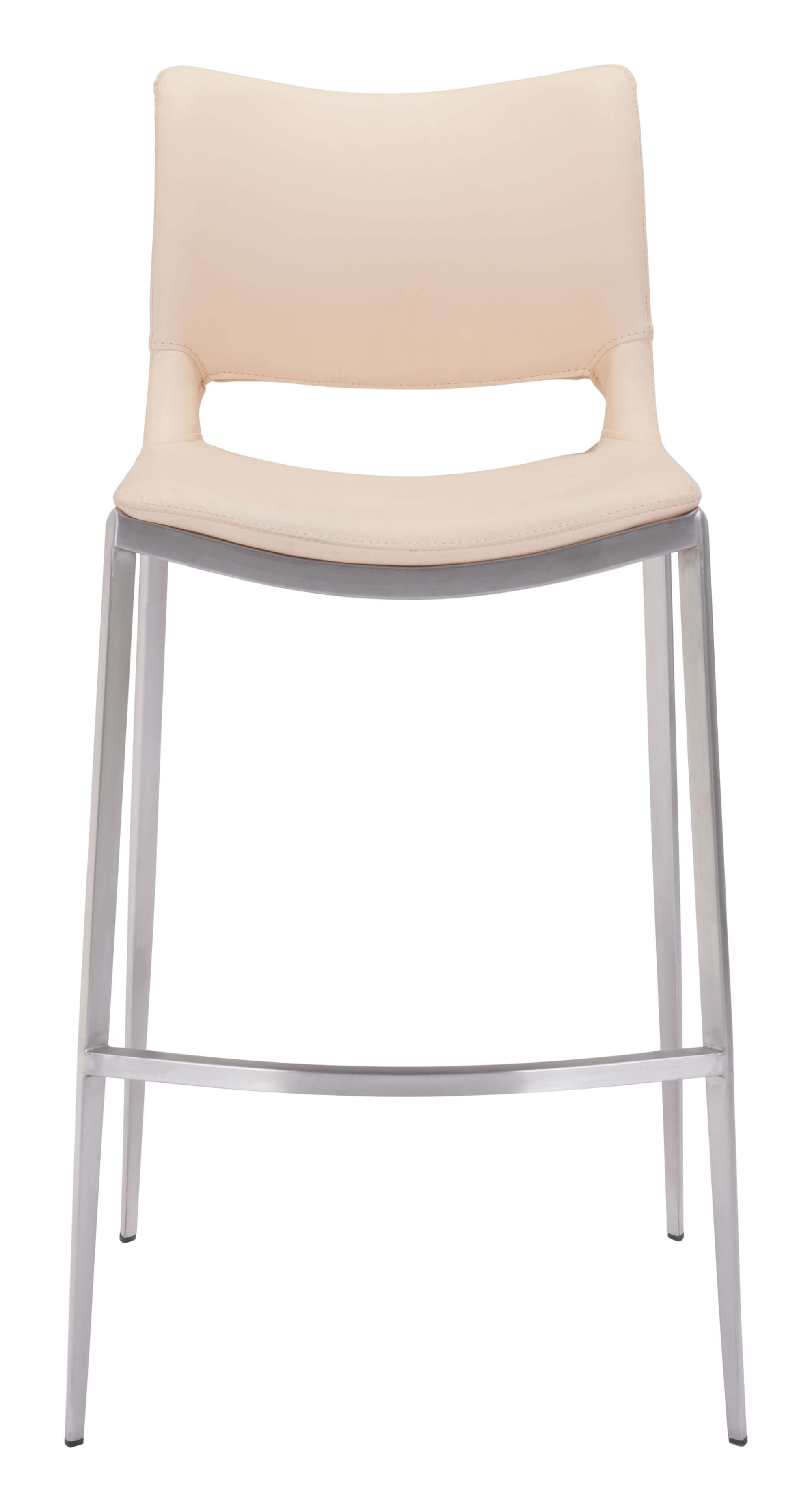 Ace Bar Chair, Light Pink & Brushed Stainless Steel by Zuo Modern