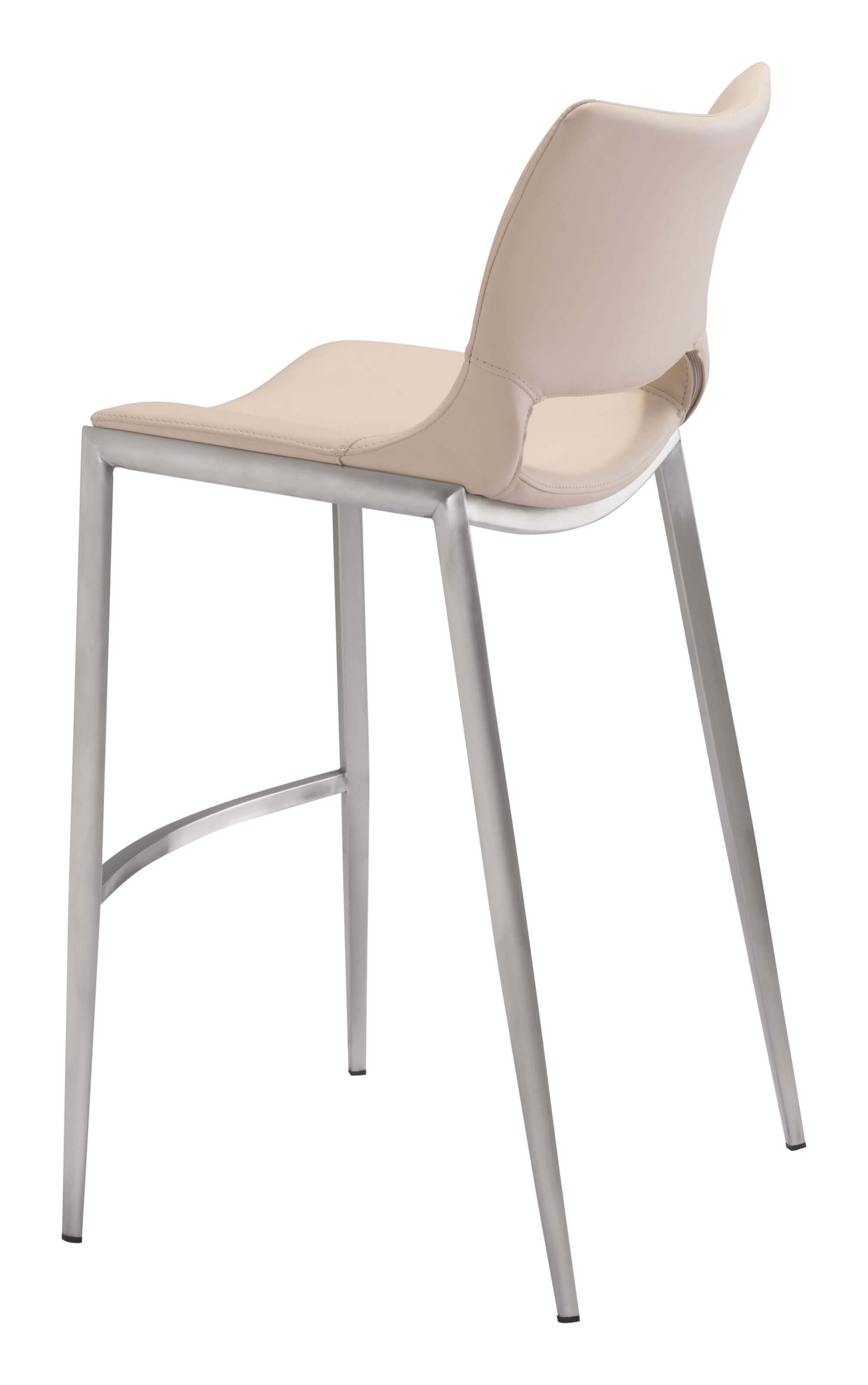 Ace Bar Chair, Light Pink & Brushed Stainless Steel by Zuo Modern