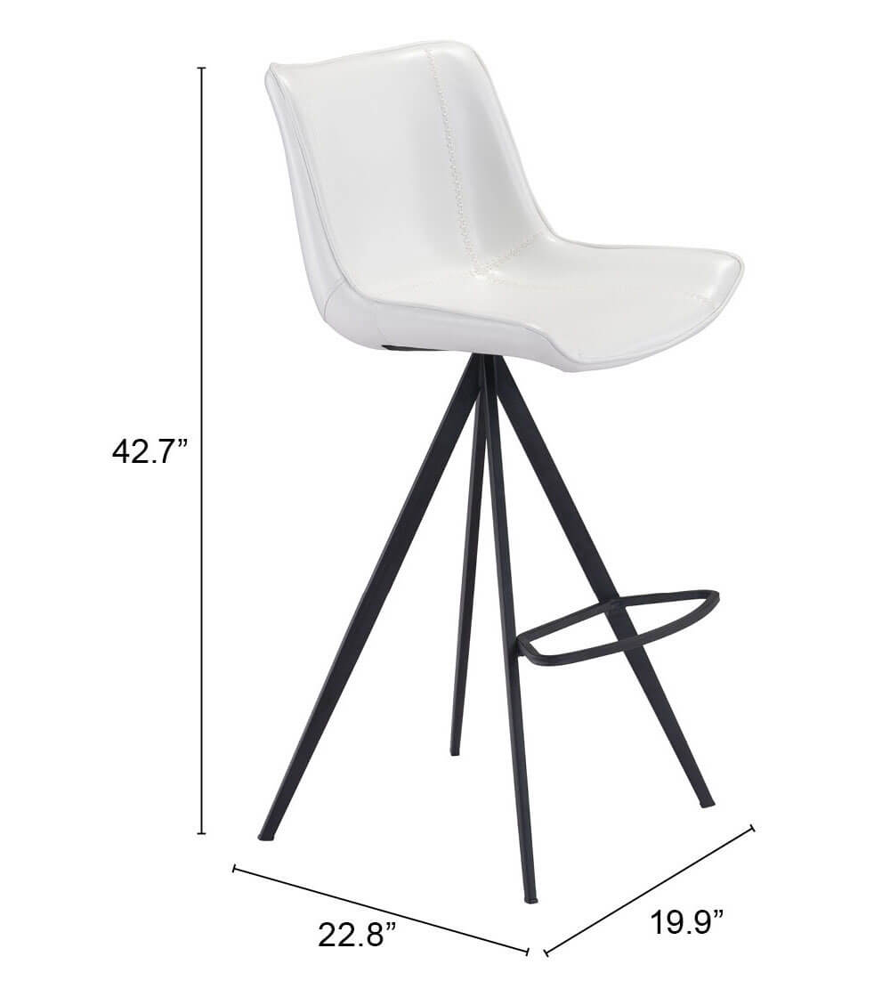 Aki Bar Chair, White & Black by Zuo Modern