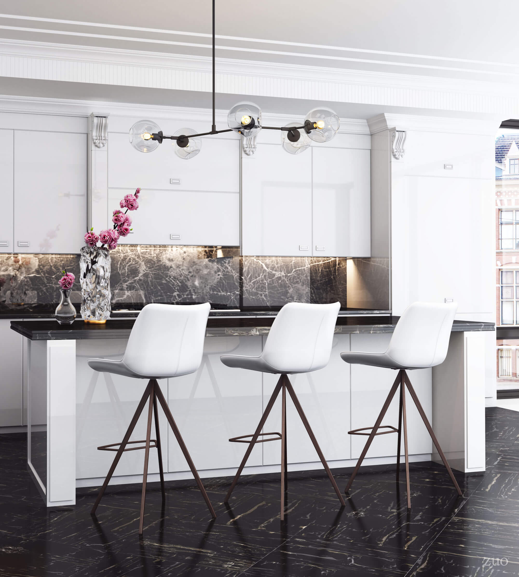 Aki Leatherette Bar Chair