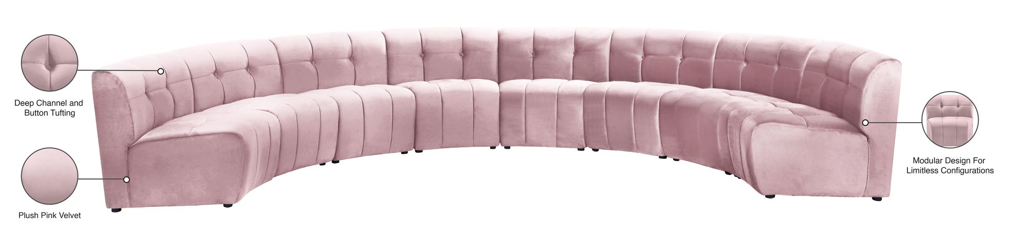 Limitless 173" 8-Piece Modular Velvet Sectional