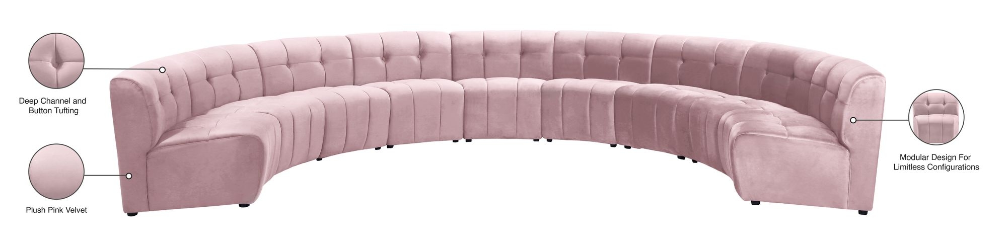 Limitless 173" 9-Piece Modular Velvet Sectional