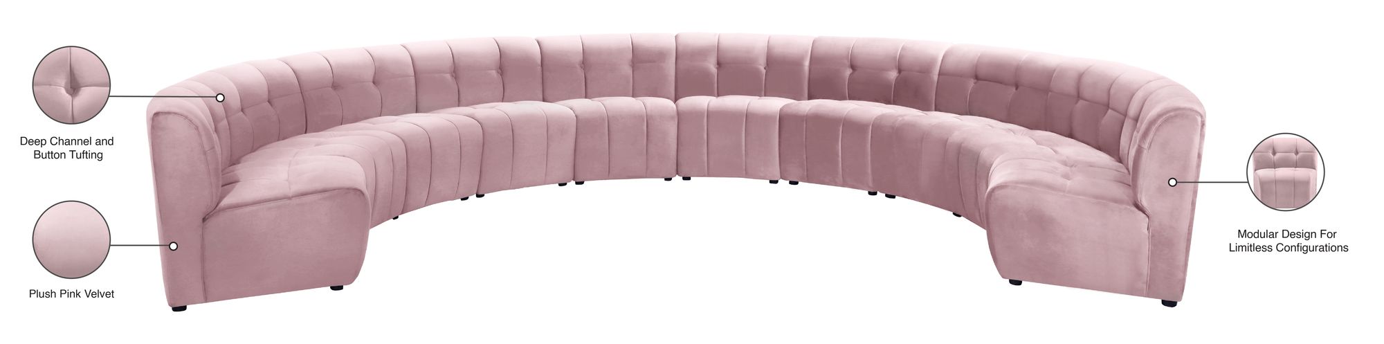 Limitless 173" 10-Piece Modular Velvet Sectional
